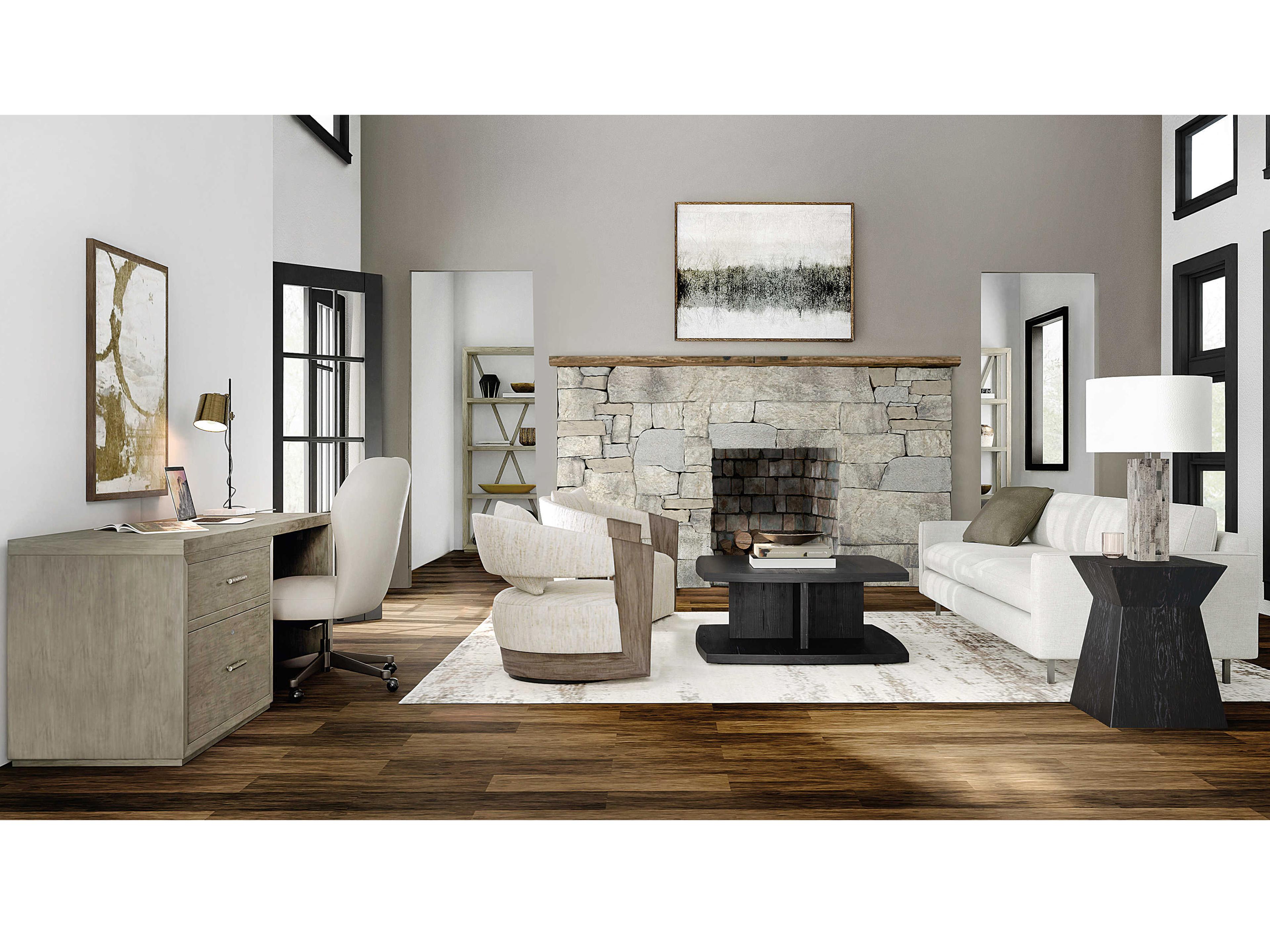 Hooker Furniture Linville Falls Shou Sugi Ban Square Wood Black Cocktail Table