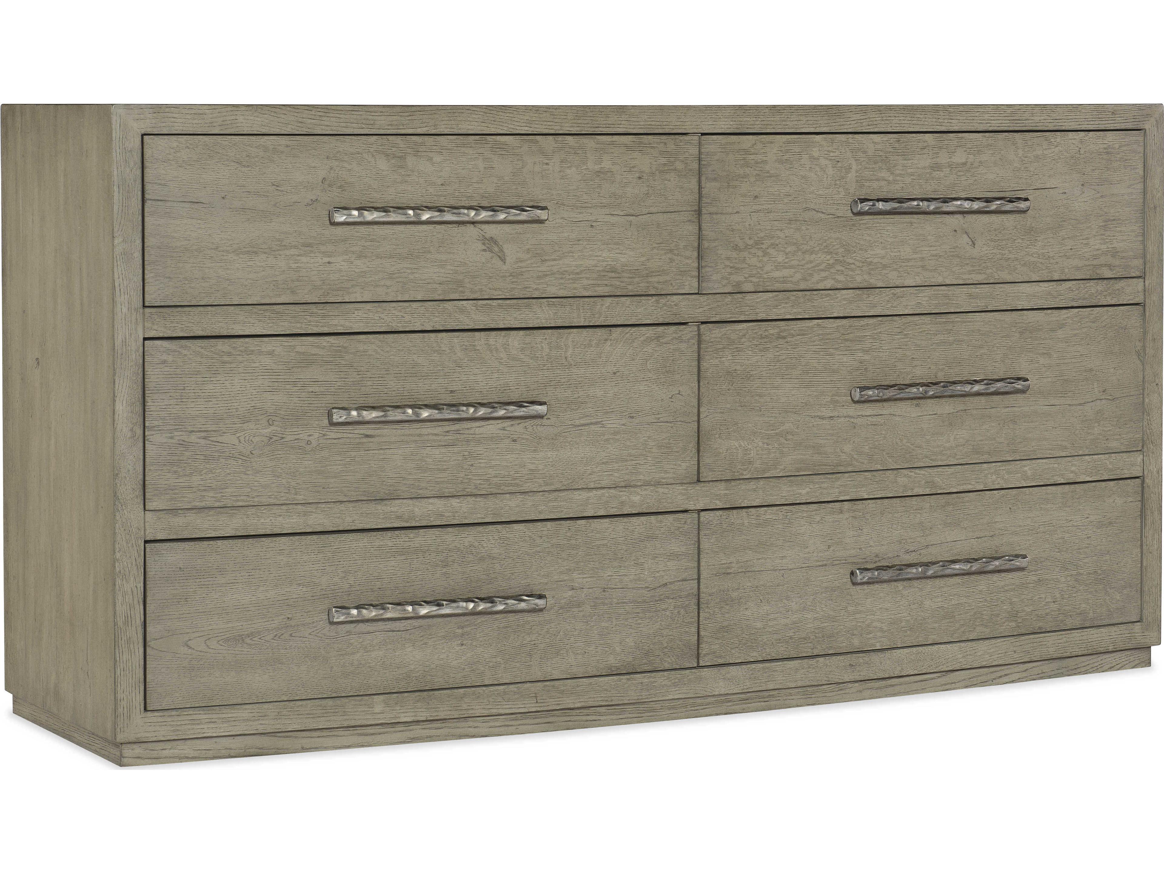 Linville Falls Chimney Gap 6-Drawers Gray Oak Wood Double Dresser