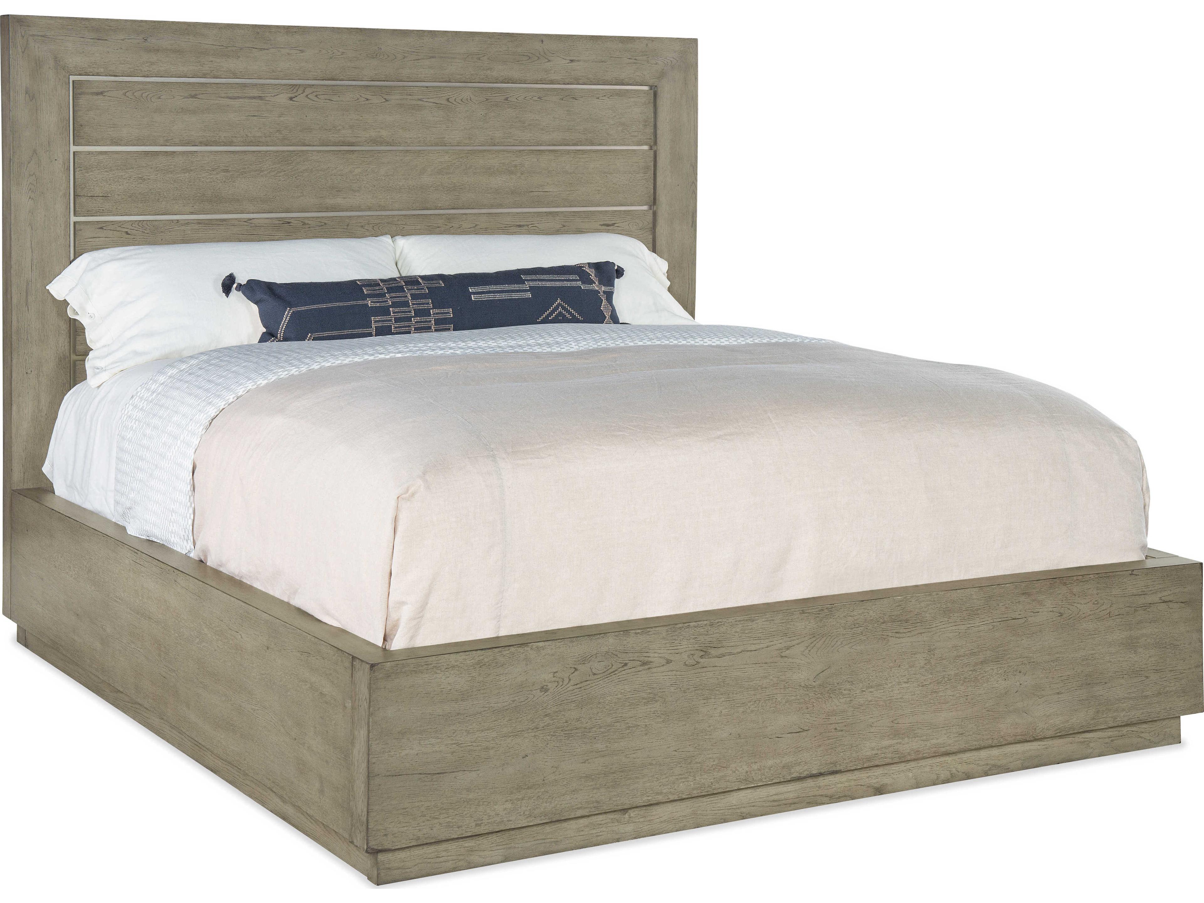 Hooker Furniture Linville Falls Mill Ridge Wood Gray Oak King Panel Bed