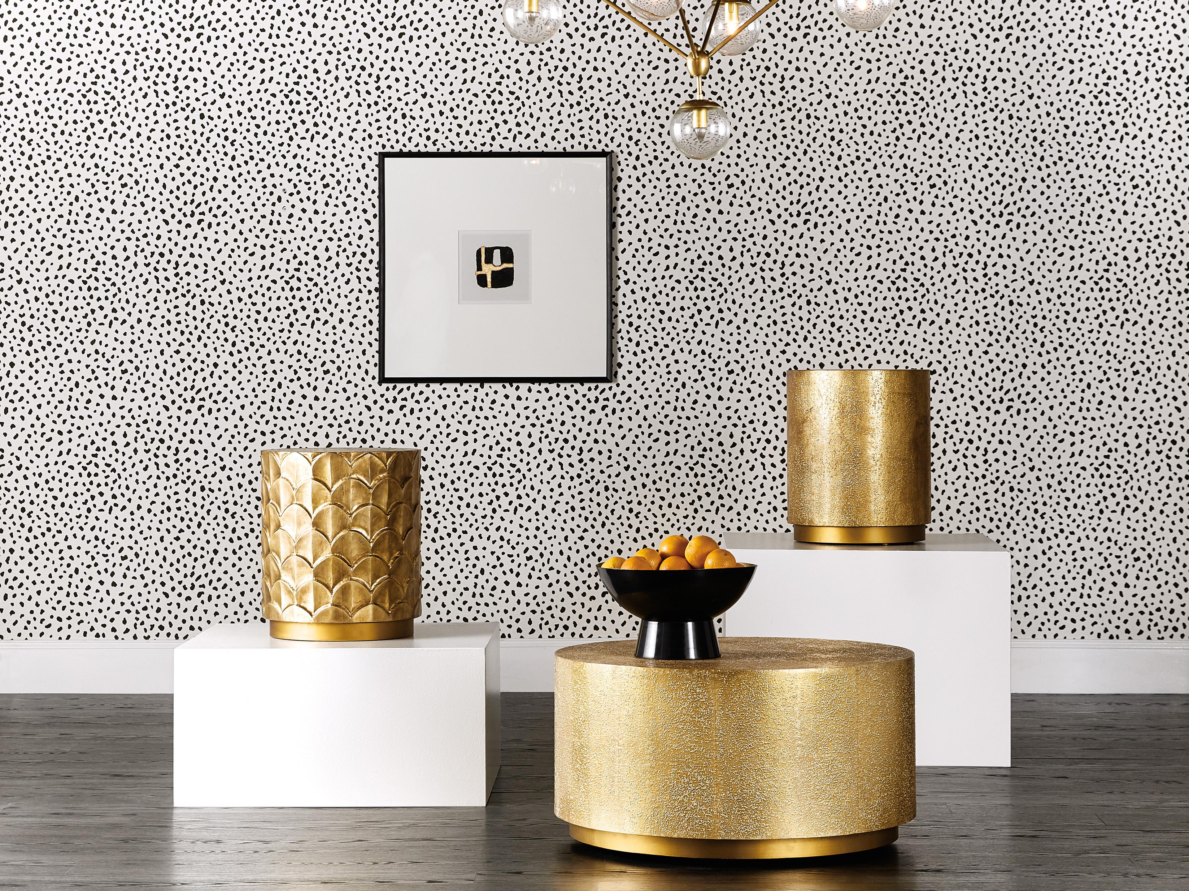 Luxecor Heritage Round Wood Gold End Table