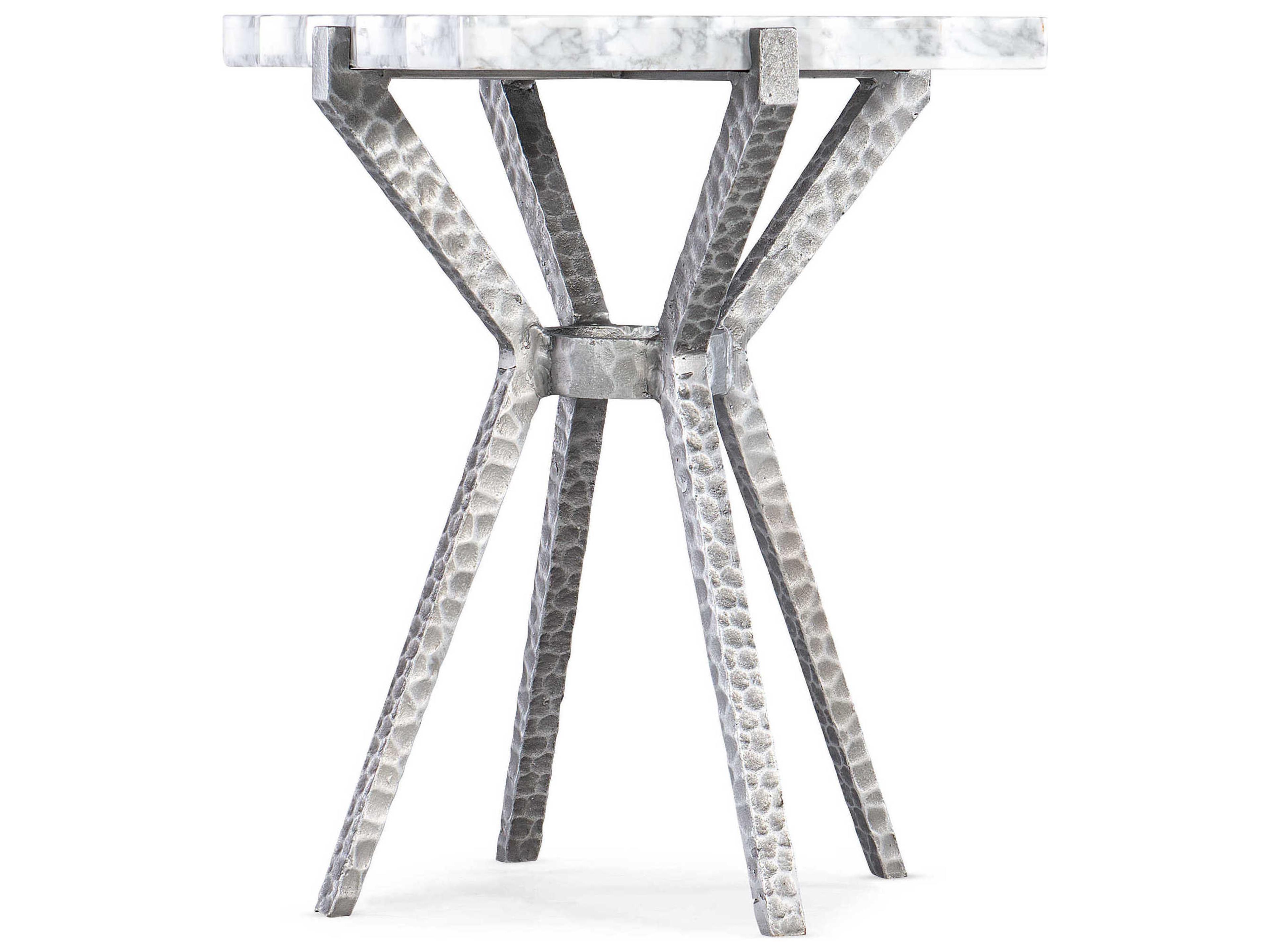 Hooker Furniture Melange Square Carrara Marble Silver End Table