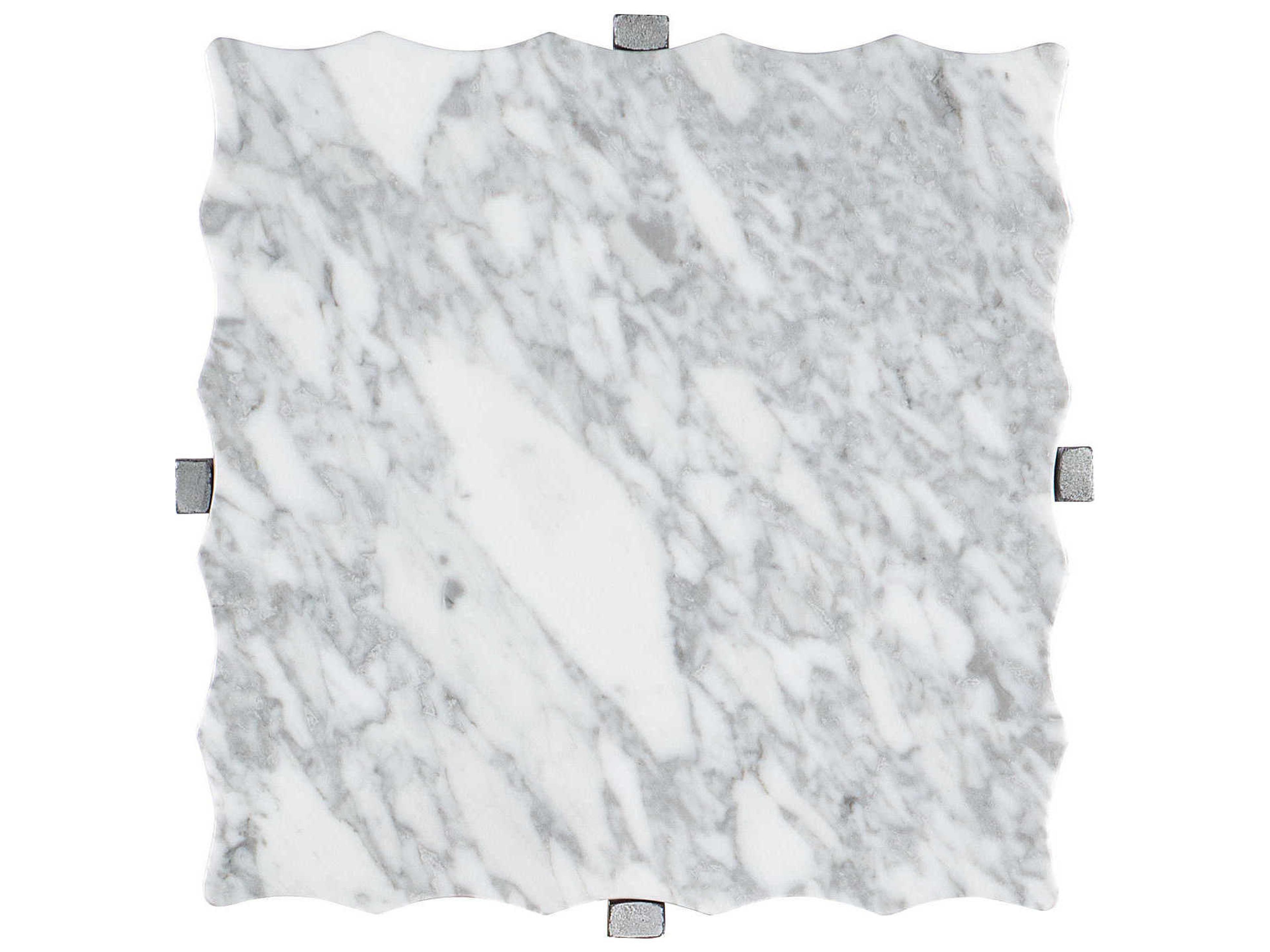 Hooker Furniture Melange Square Carrara Marble Silver End Table