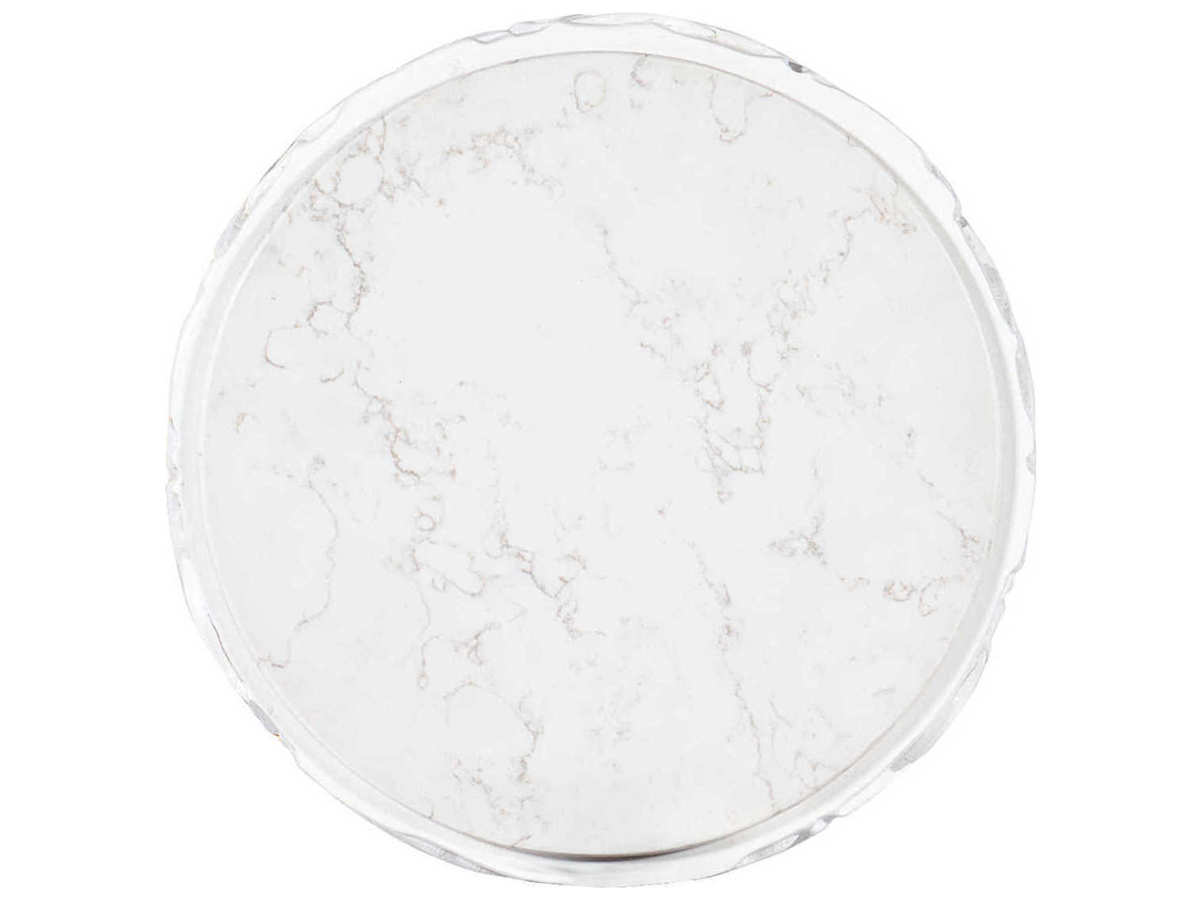 Hooker Furniture Melange Round Faux Stone White Brushed Gold End Table