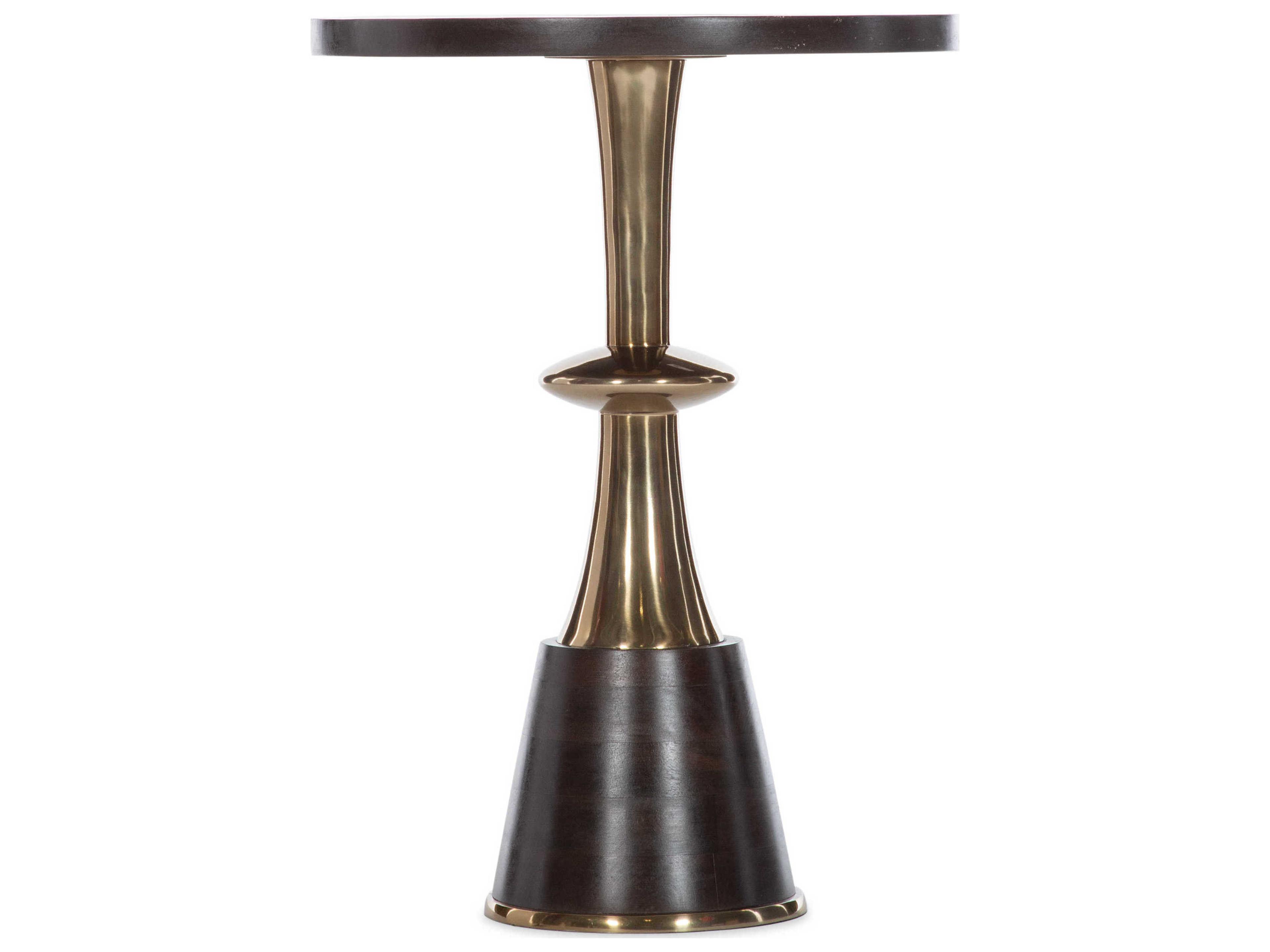 Heritage Round Dark Wood Gold End Table