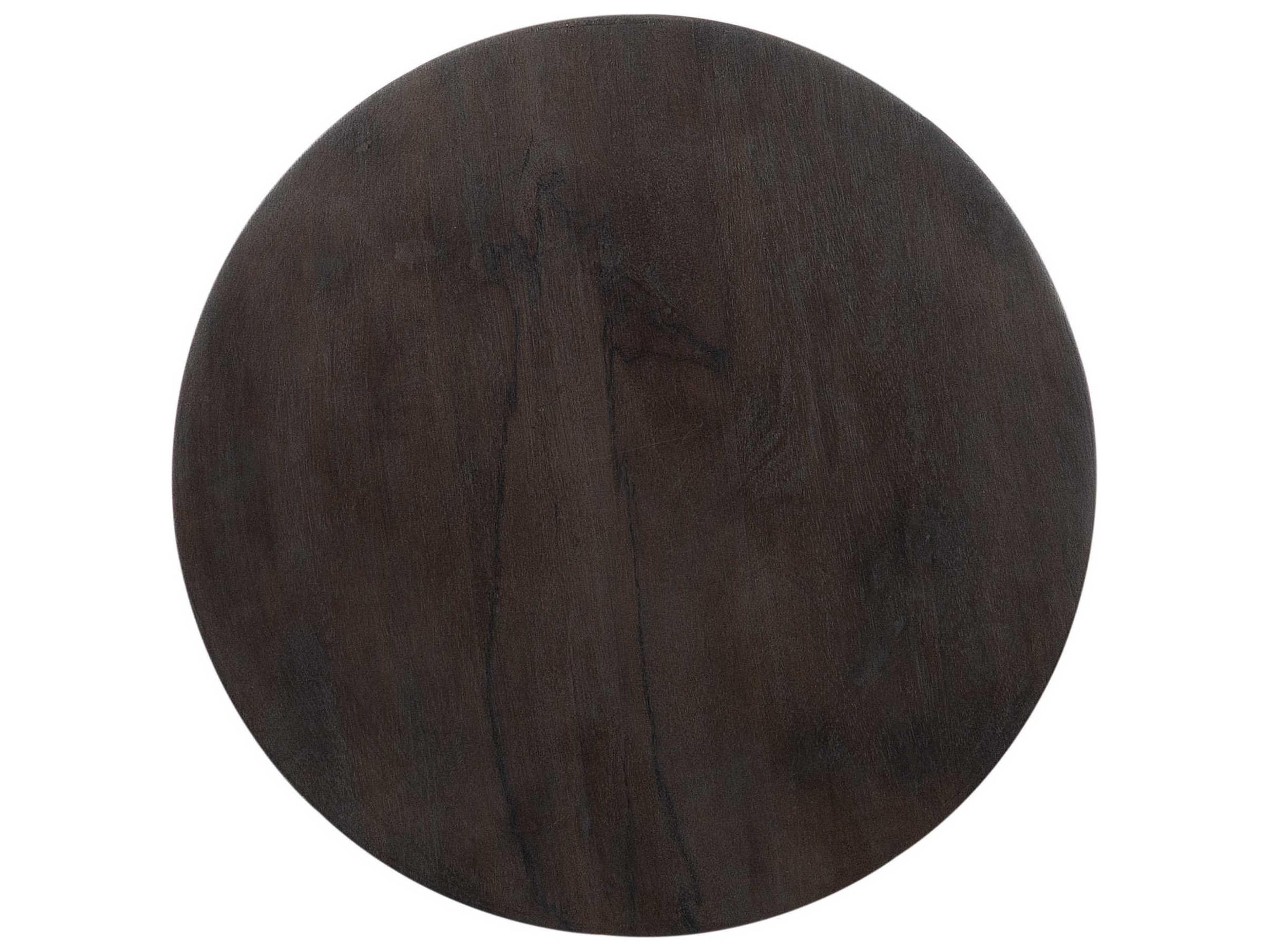 Luxecor Heritage Round Dark Wood Gold End Table