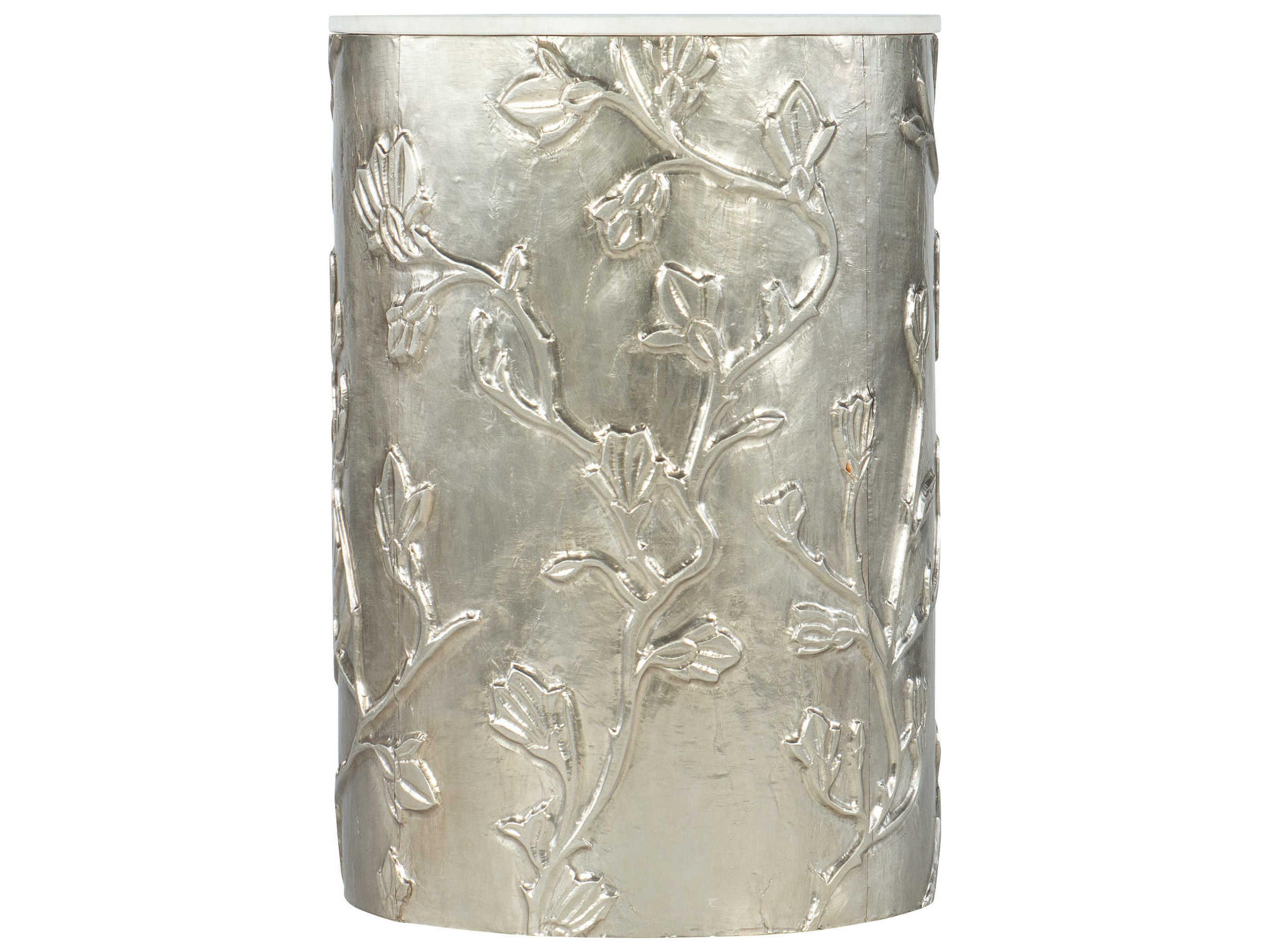Heritage Round Marble Silver End Table