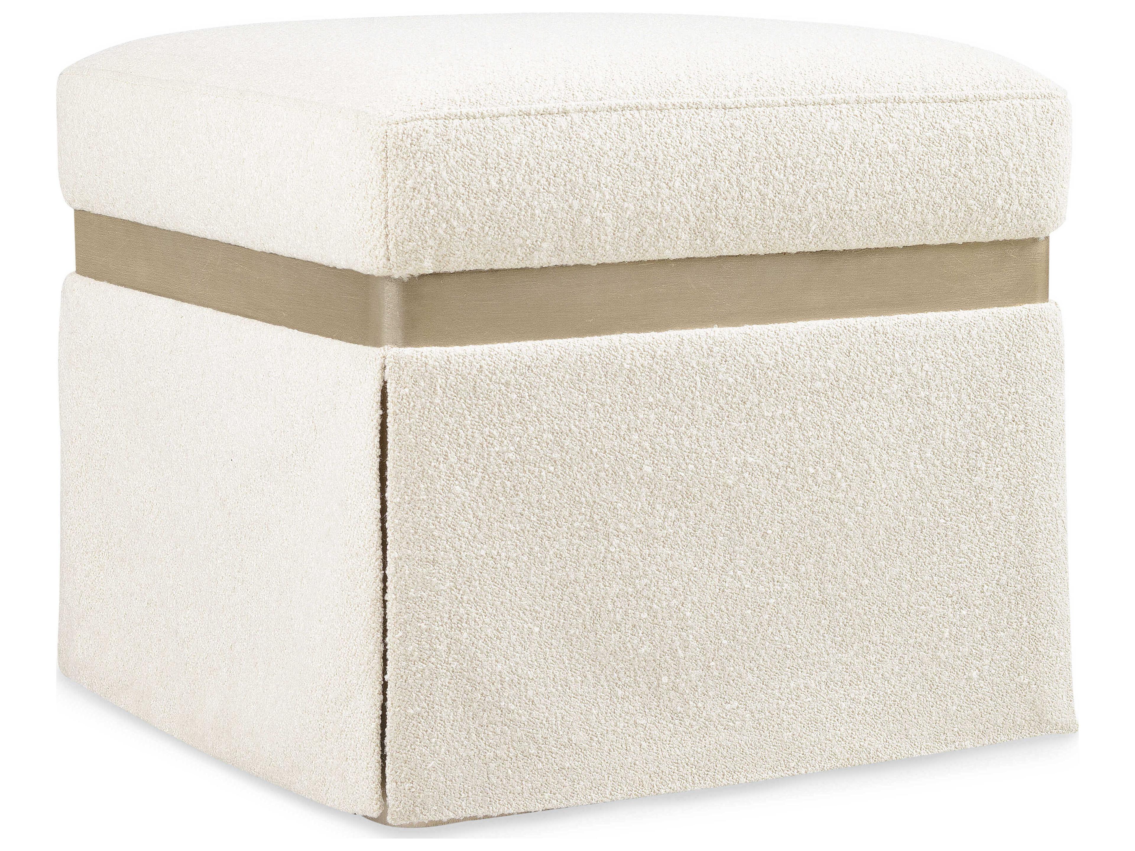 Hooker Furniture Melange Champagne Wood Trim Beige Upholstered Ottoman