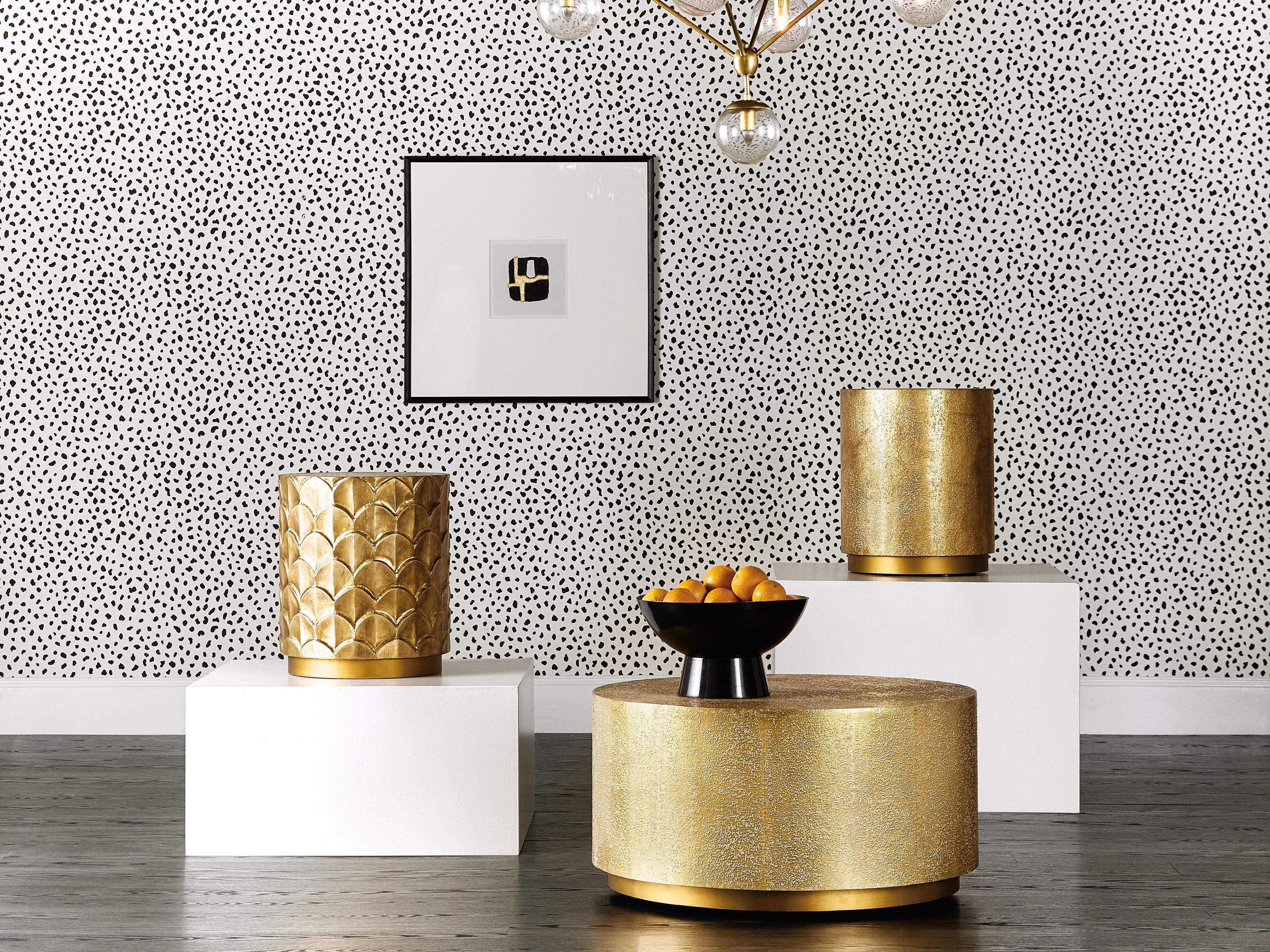 Luxecor Heritage Audra Round Wood Gold Cocktail Table