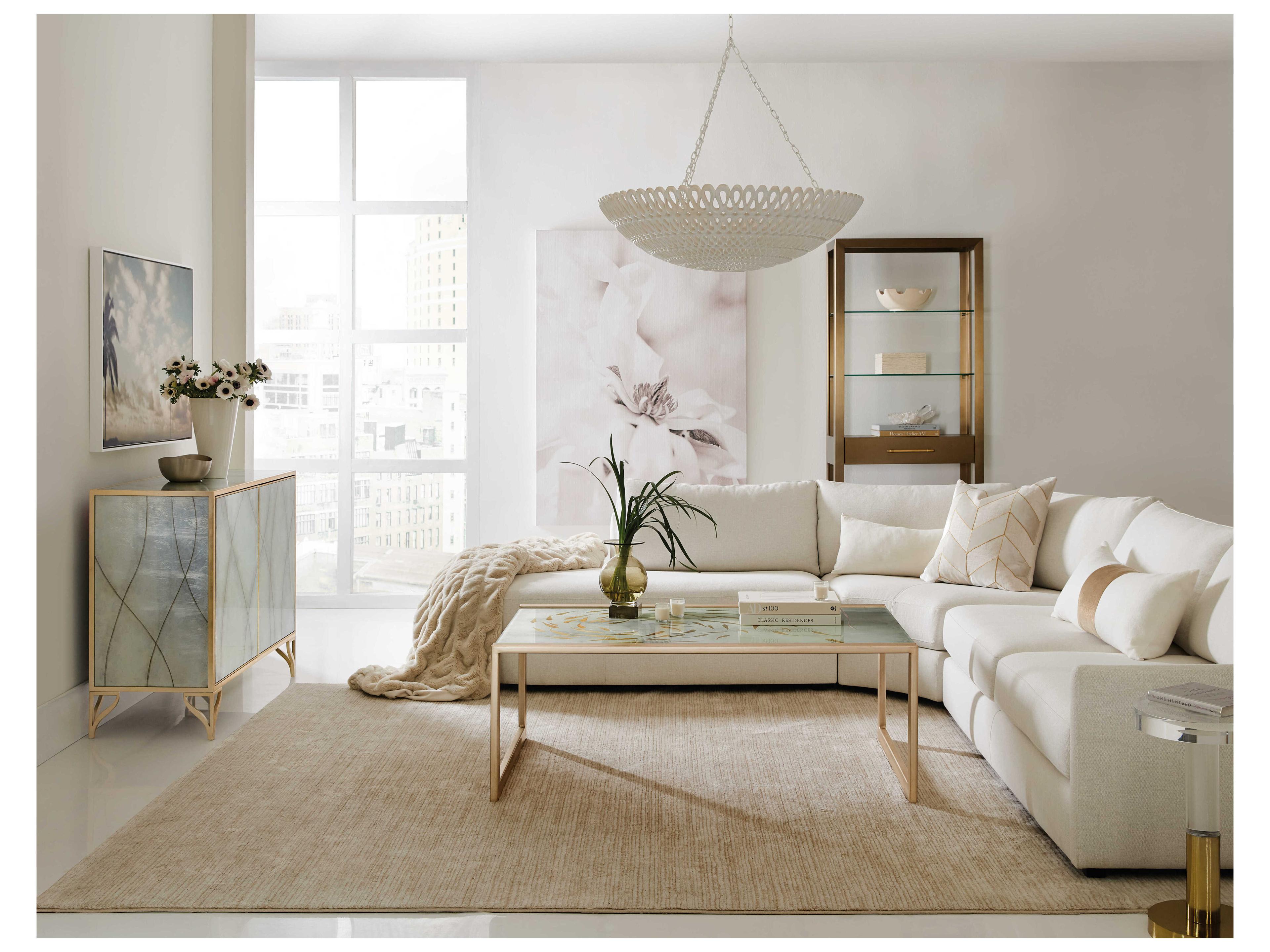 Hooker Furniture Melange Rectangular Glass Golds Coffee Table