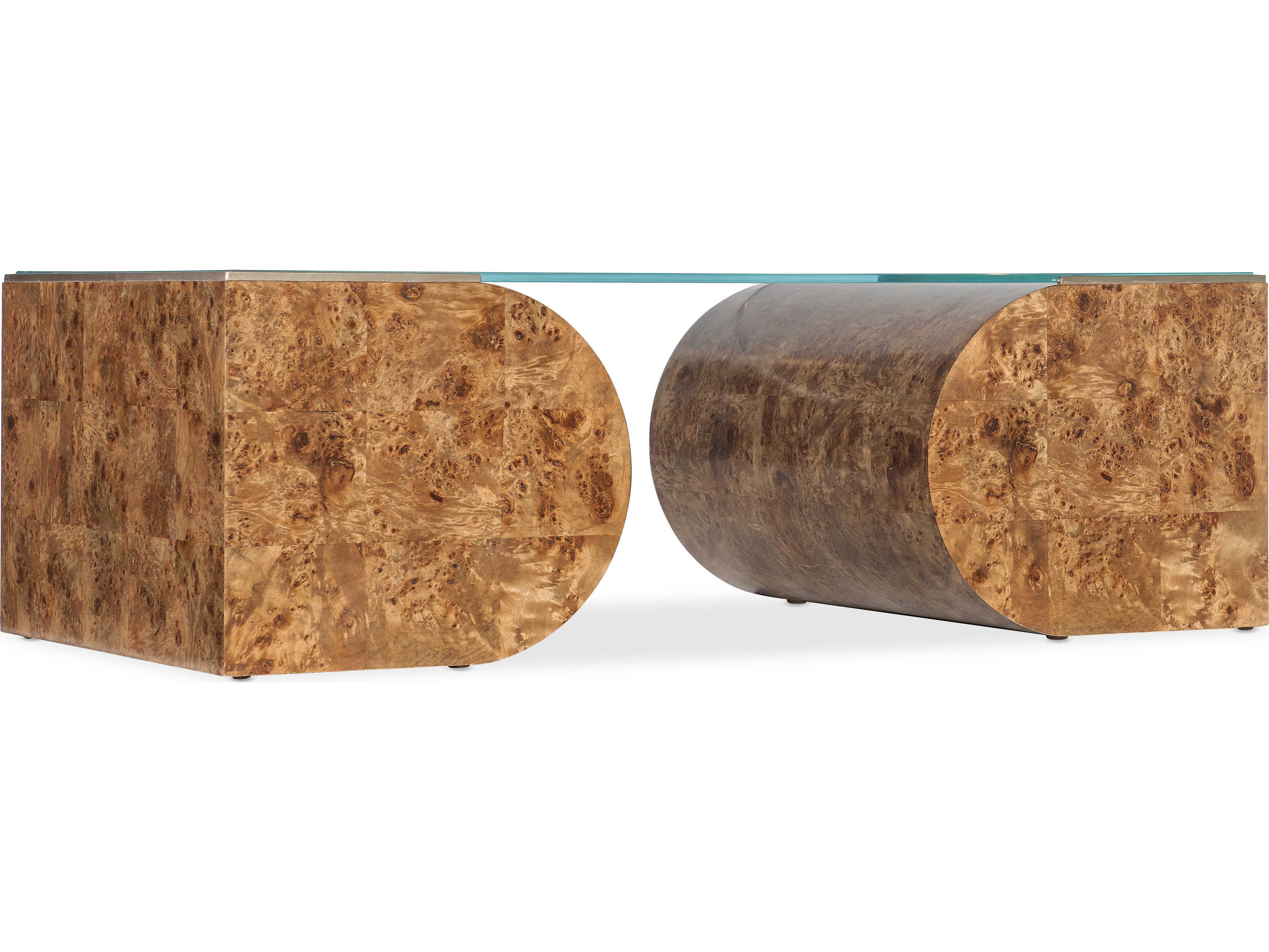 Melange Burlesque Rectangular Glass Wood Coffee Table