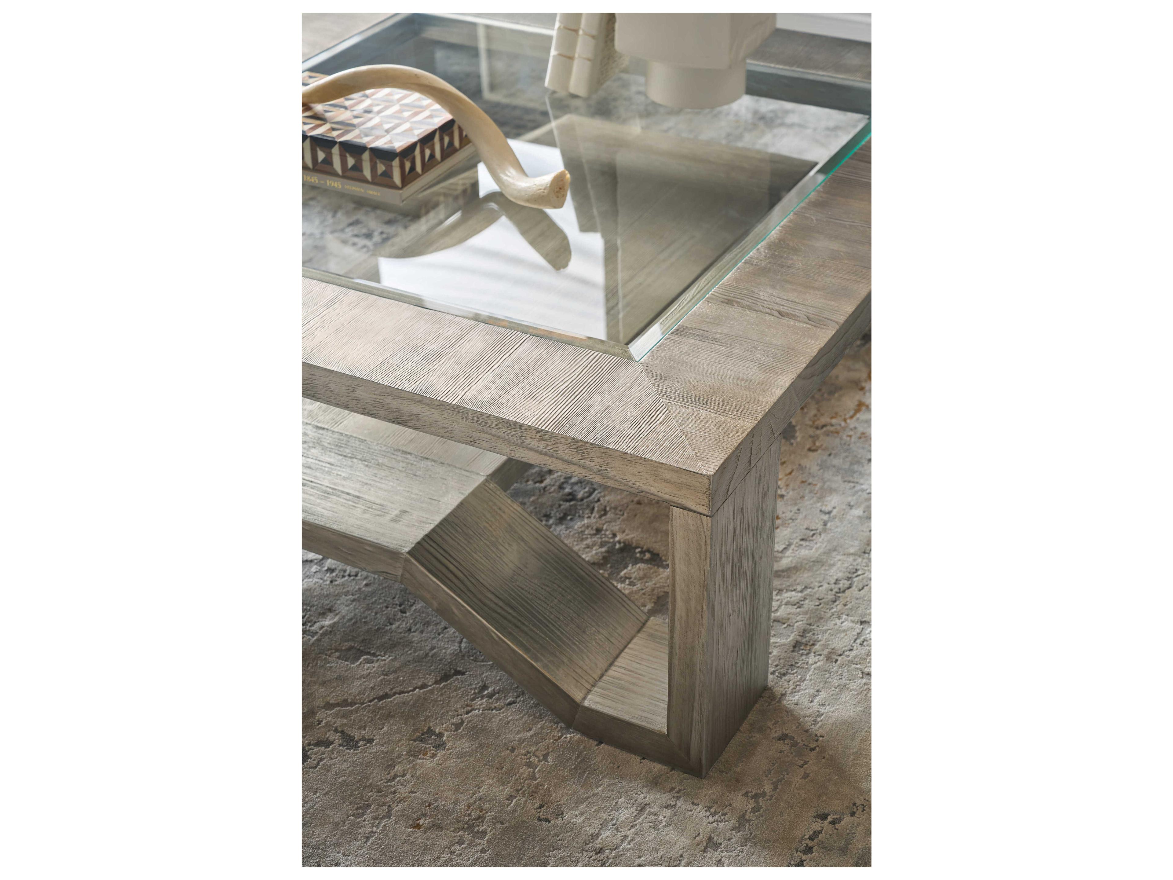Hooker Furniture Melange Square Glass Silver Coffee Table