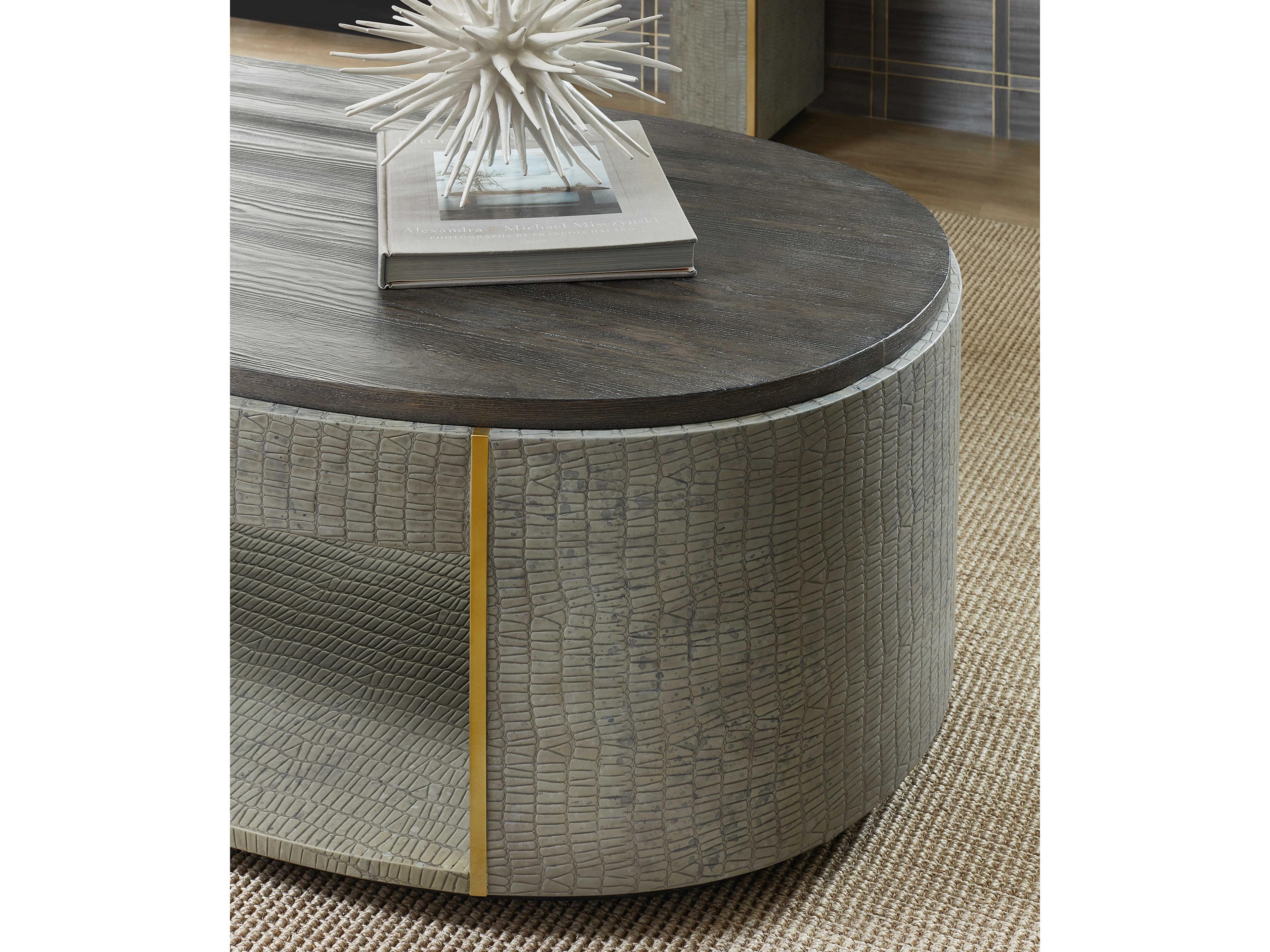 Luxecor Heritage Dylian Oval Gray Wood Coffee Table
