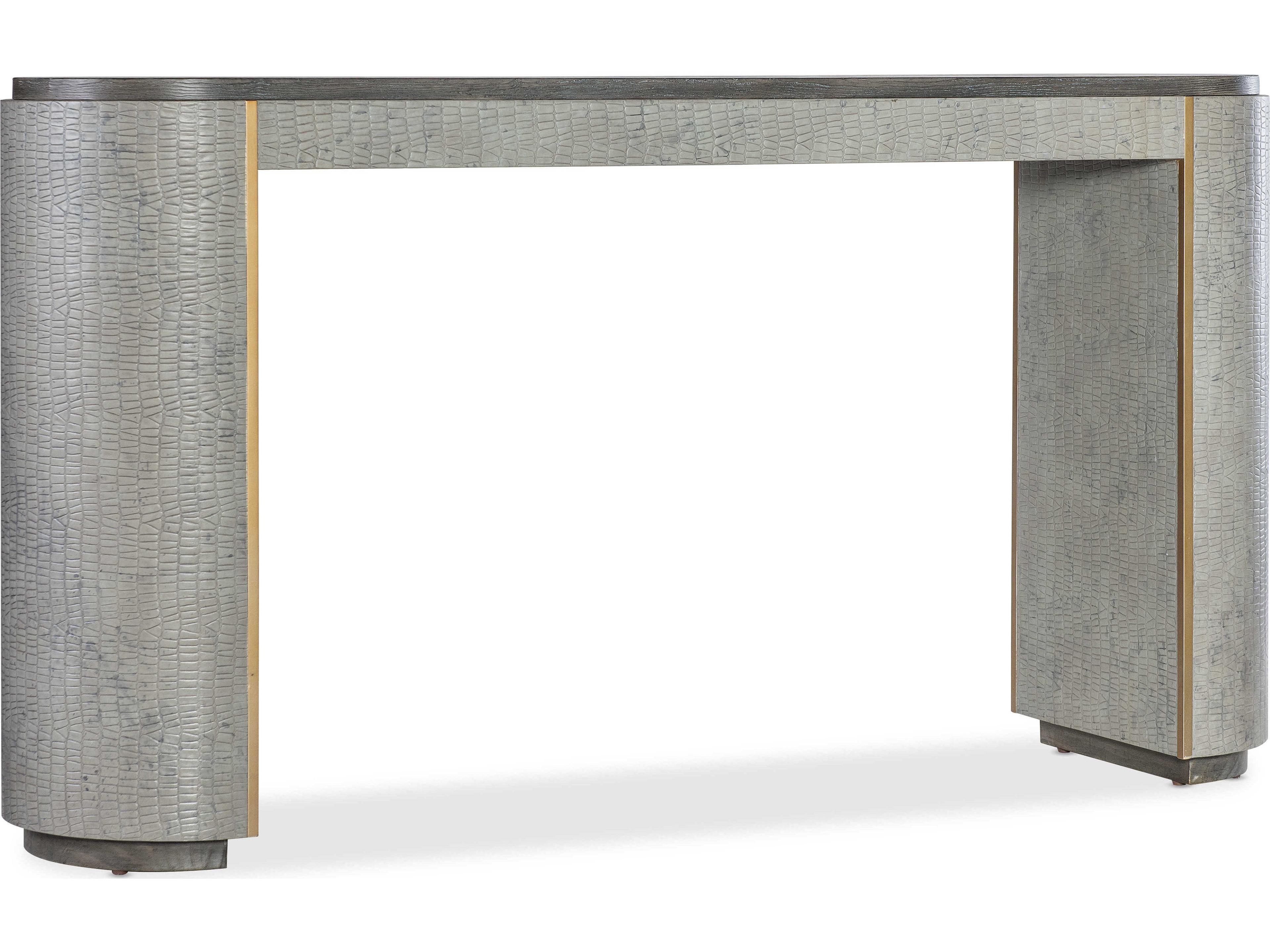 Melange Dylian Oval Gray Wood Console Table