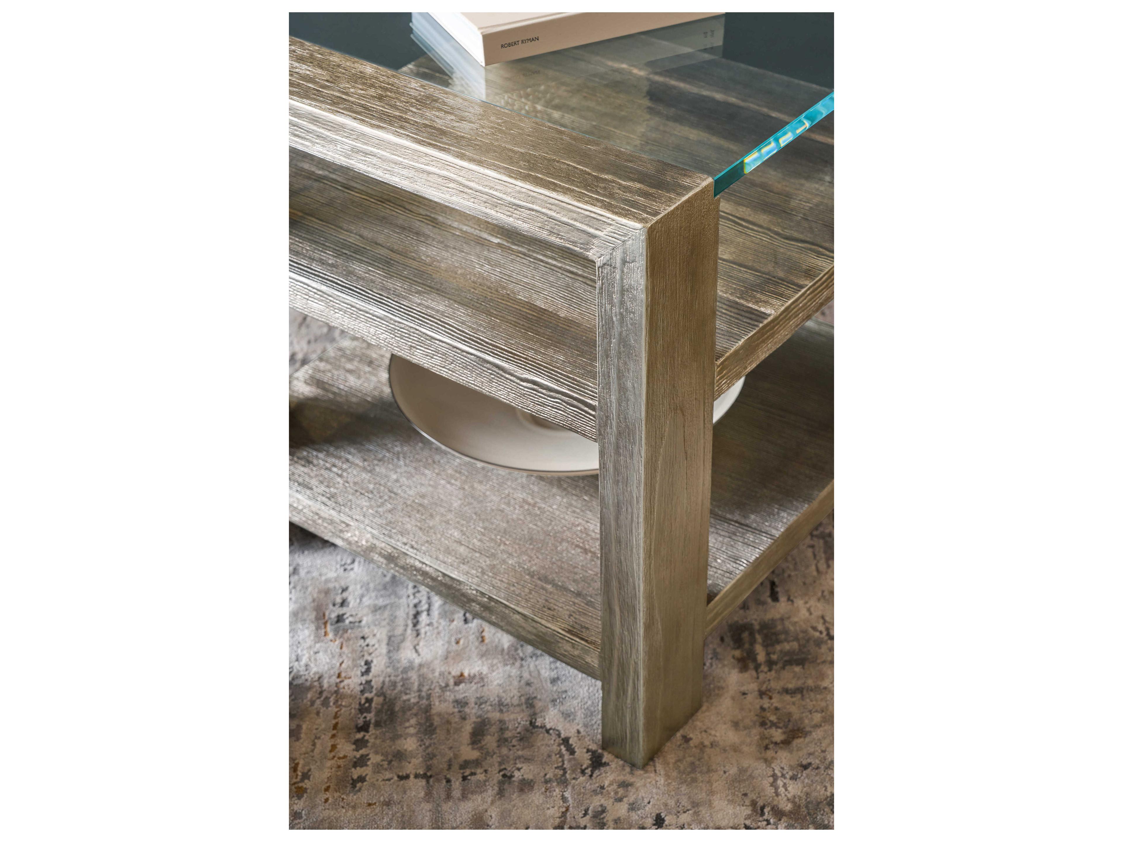 Hooker Furniture Melange Square Glass Silver End Table