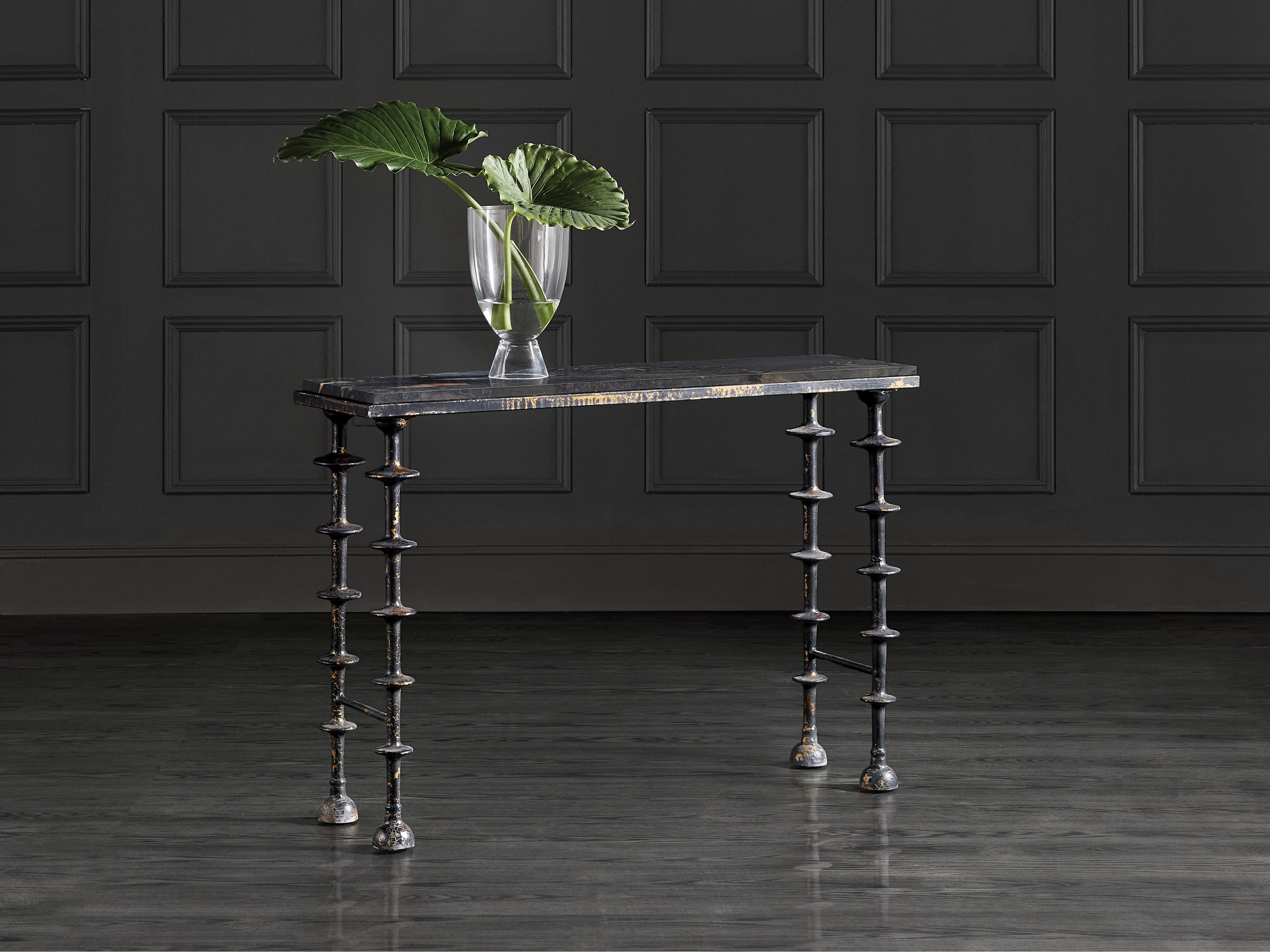 Luxecor Heritage Darcie Stone Top Hall Rectangular Black Console Table