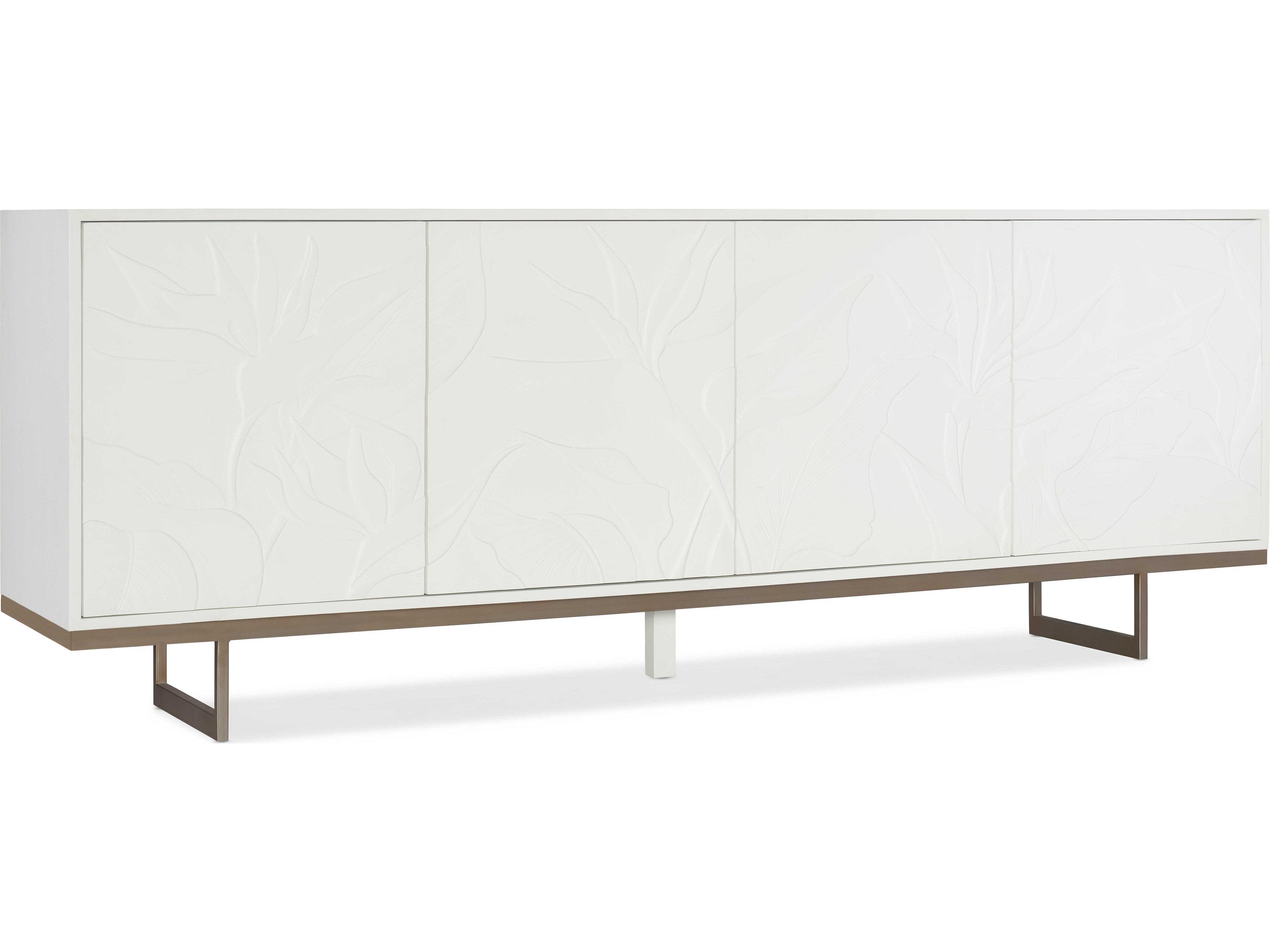 Hooker Furniture Melange Passerine 92" Hardwood White With Gold Credenza Sideboard
