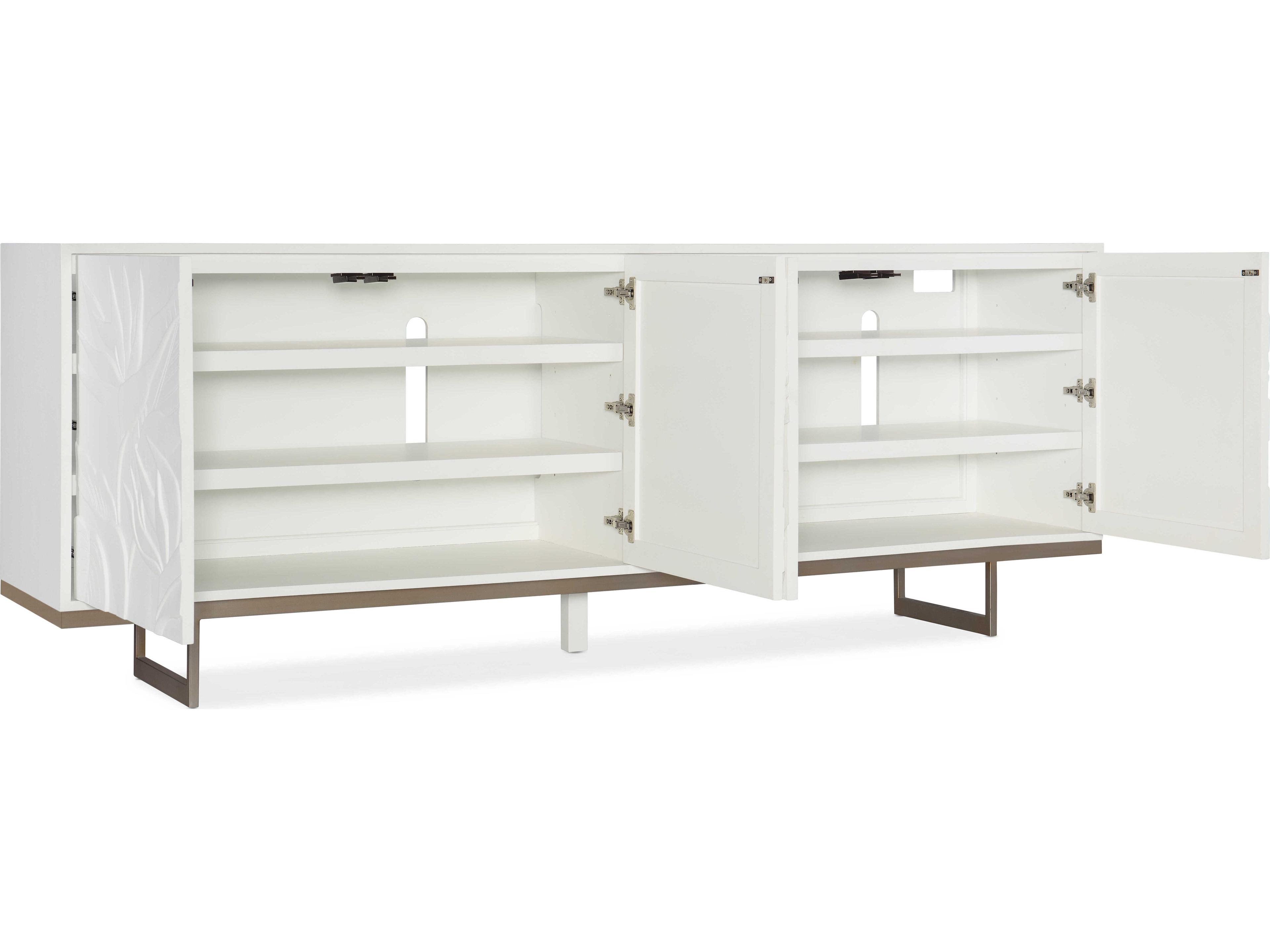 Hooker Furniture Melange Passerine 92" Hardwood White With Gold Credenza Sideboard