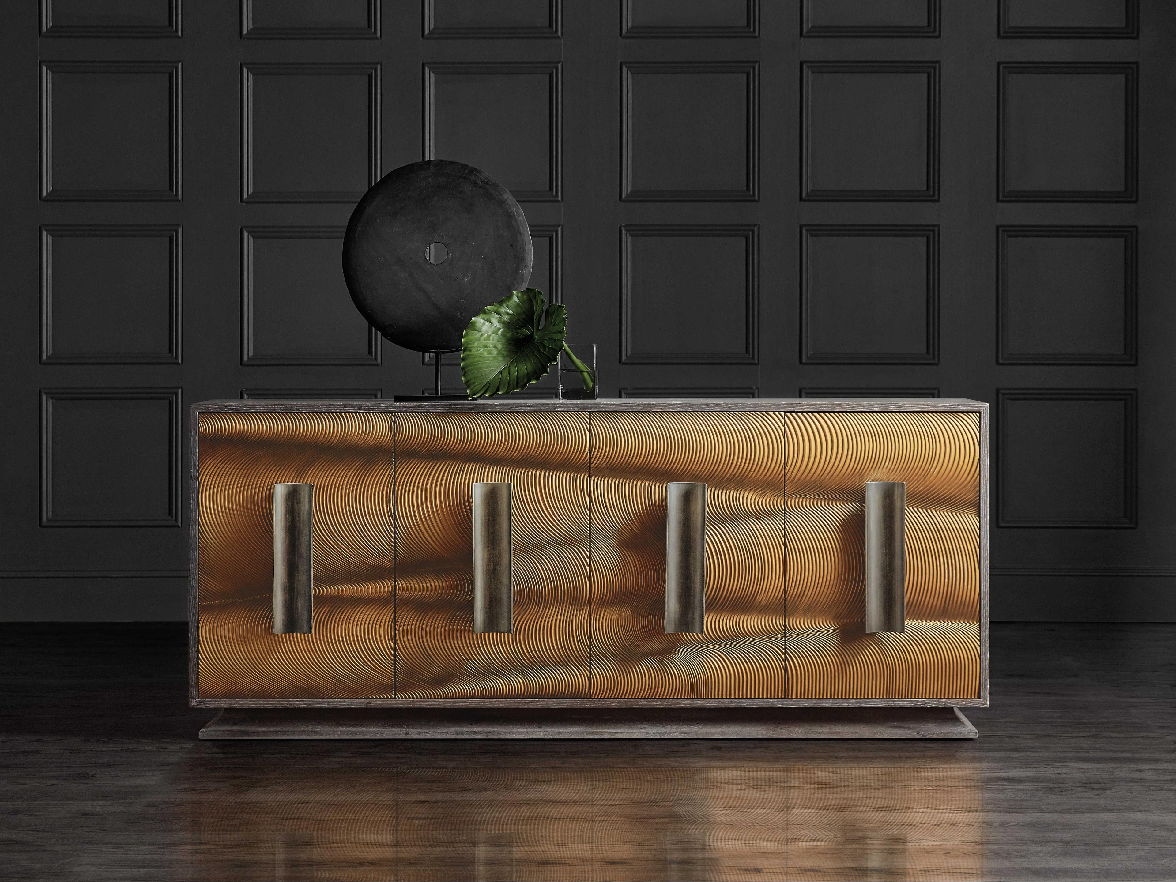 Hooker Furniture Melange Swaley 80" Oak Wood Dark Credenza Sideboard