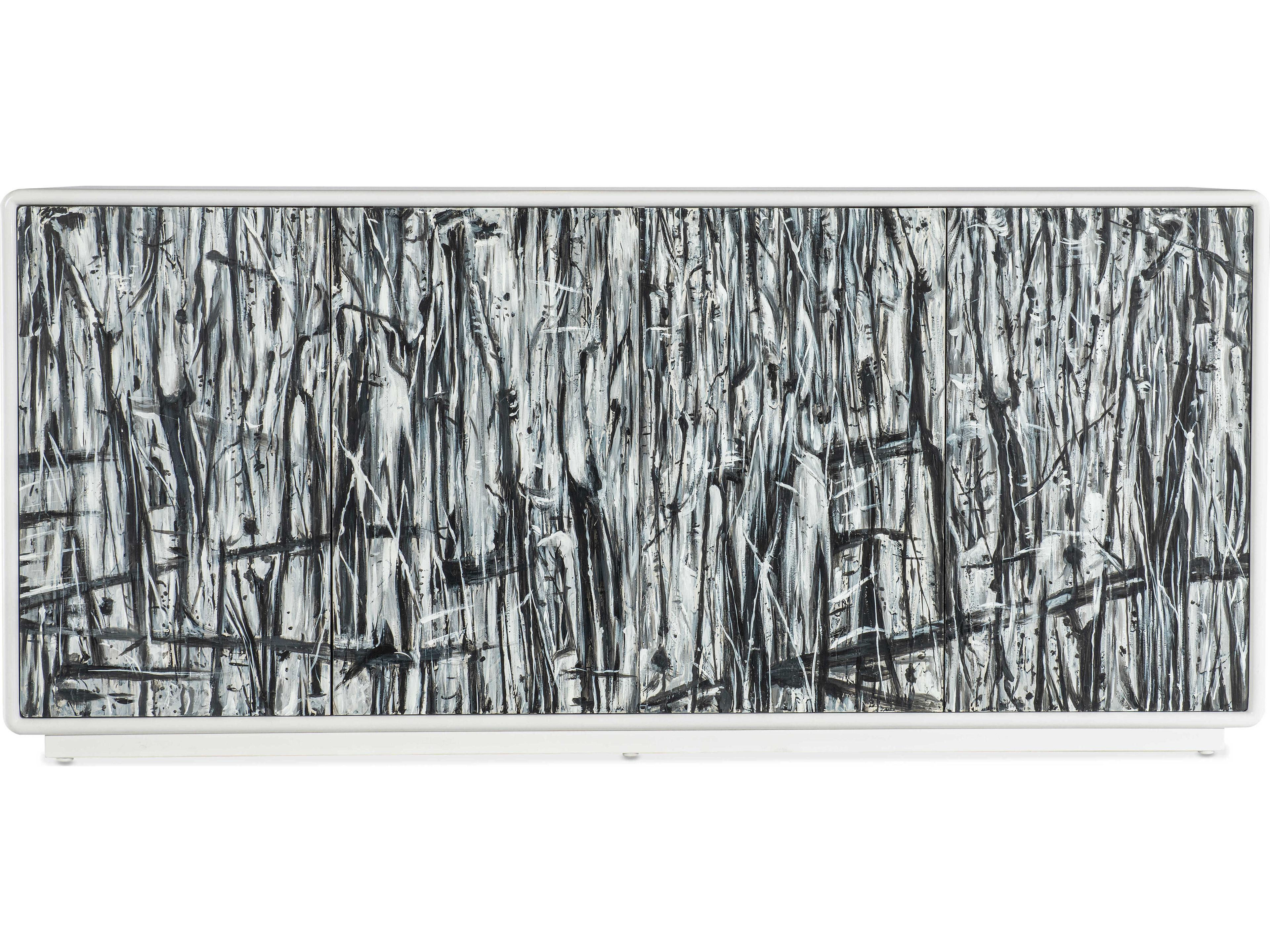 Hooker Furniture Melange Graffitio 80" White Maple Gray Wood Sideboard