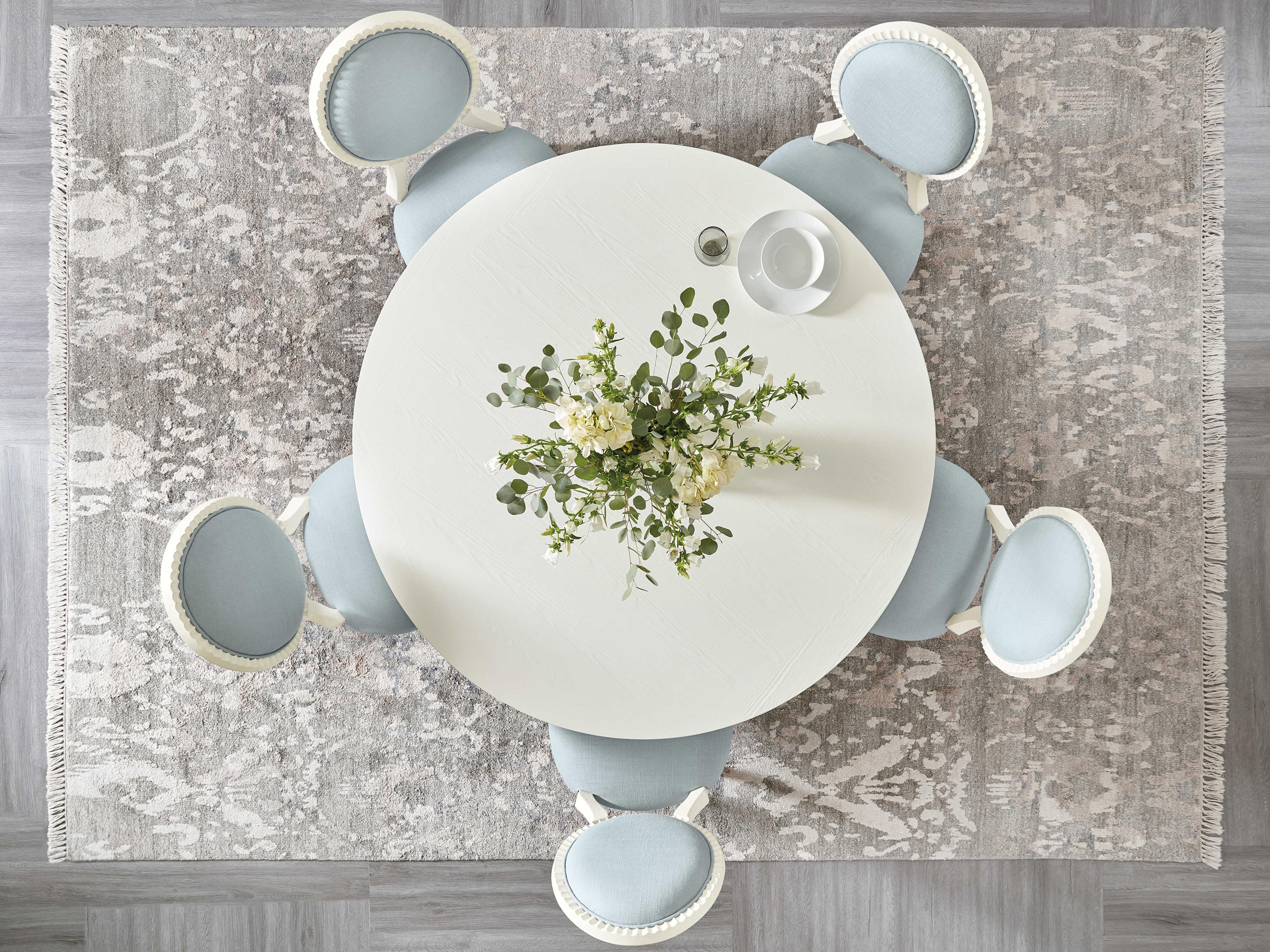 Luxecor Heritage Laguna Round Wood Sandblast White Lagoon Dining Table