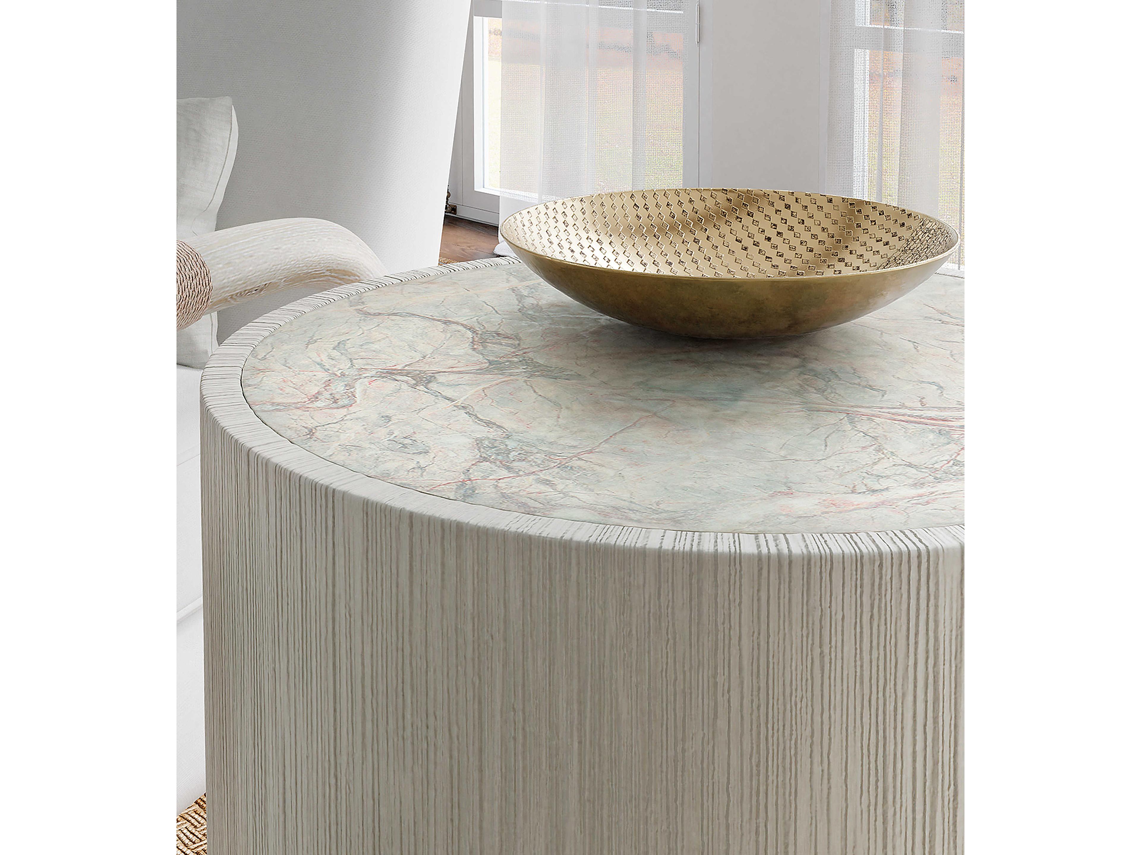 Luxecor Heritage Round Marble Gray End Table