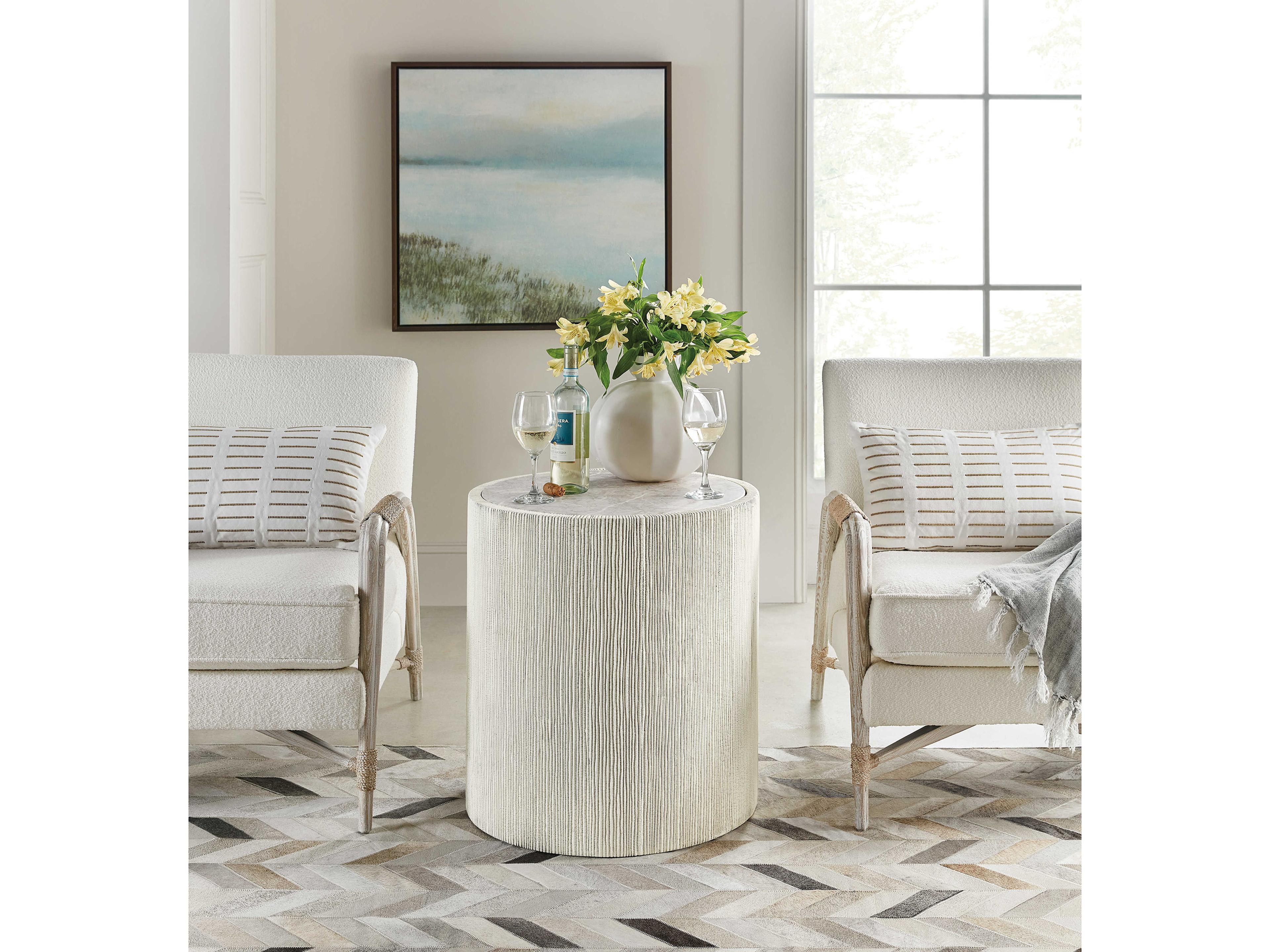 Luxecor Heritage Round Marble Gray End Table