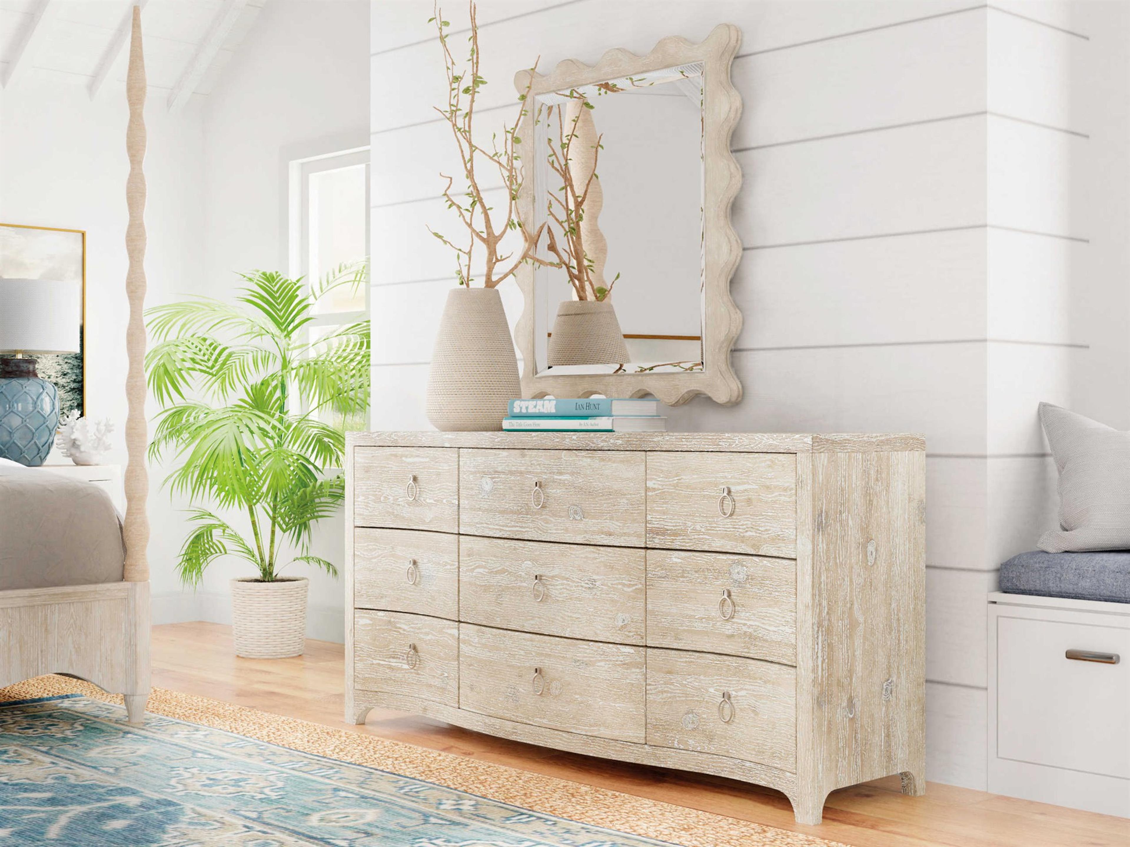 Serenity 6-Drawers White Cedar Wood Double Dresser