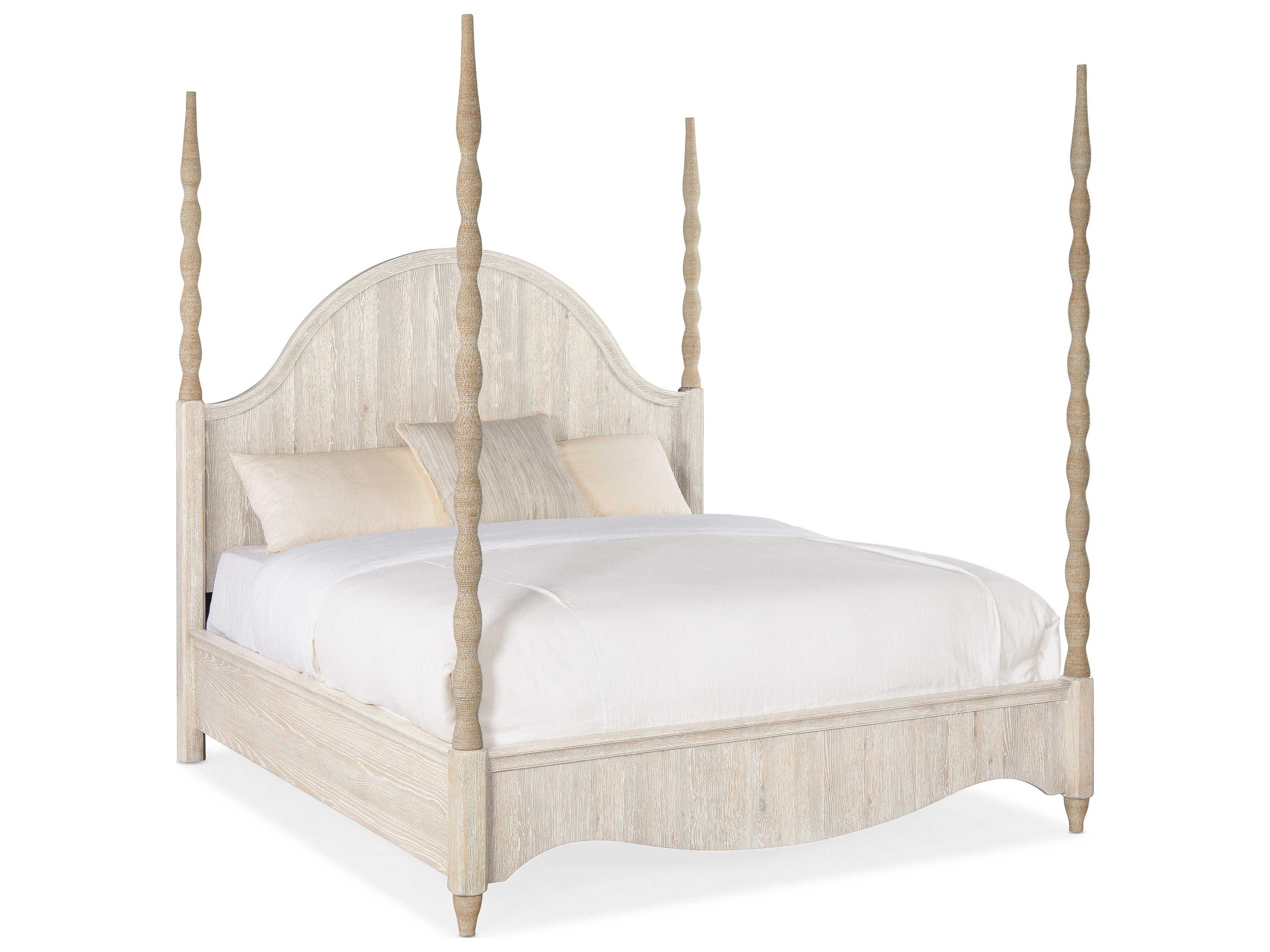 Serenity Jetty Light Wood Beige Oak King Four Poster Bed