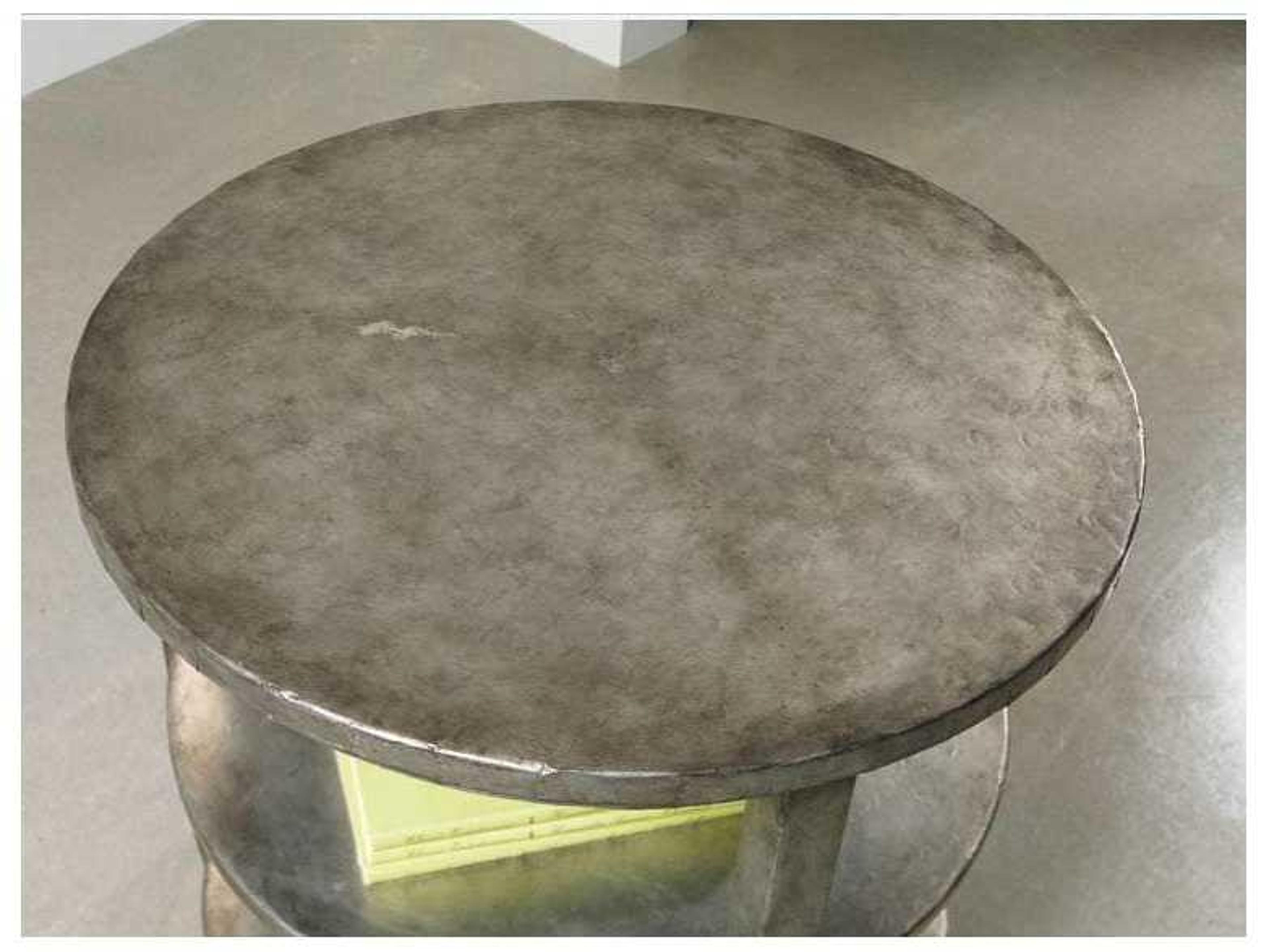 Hooker Furniture Melange Round Wood Aluminum Silver Leaf End Table