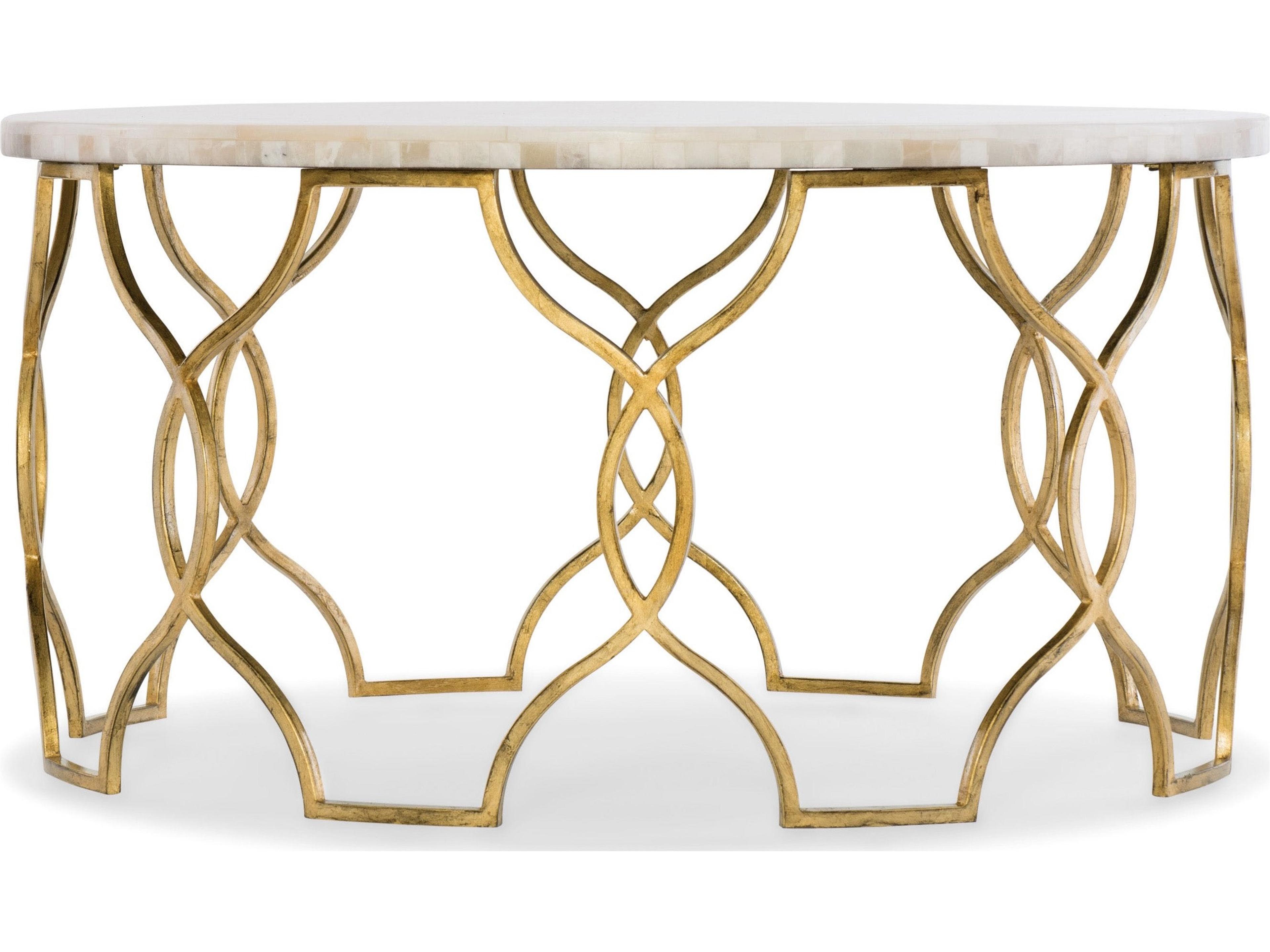 Melange Corrina Round Marble Gold Cocktail Table
