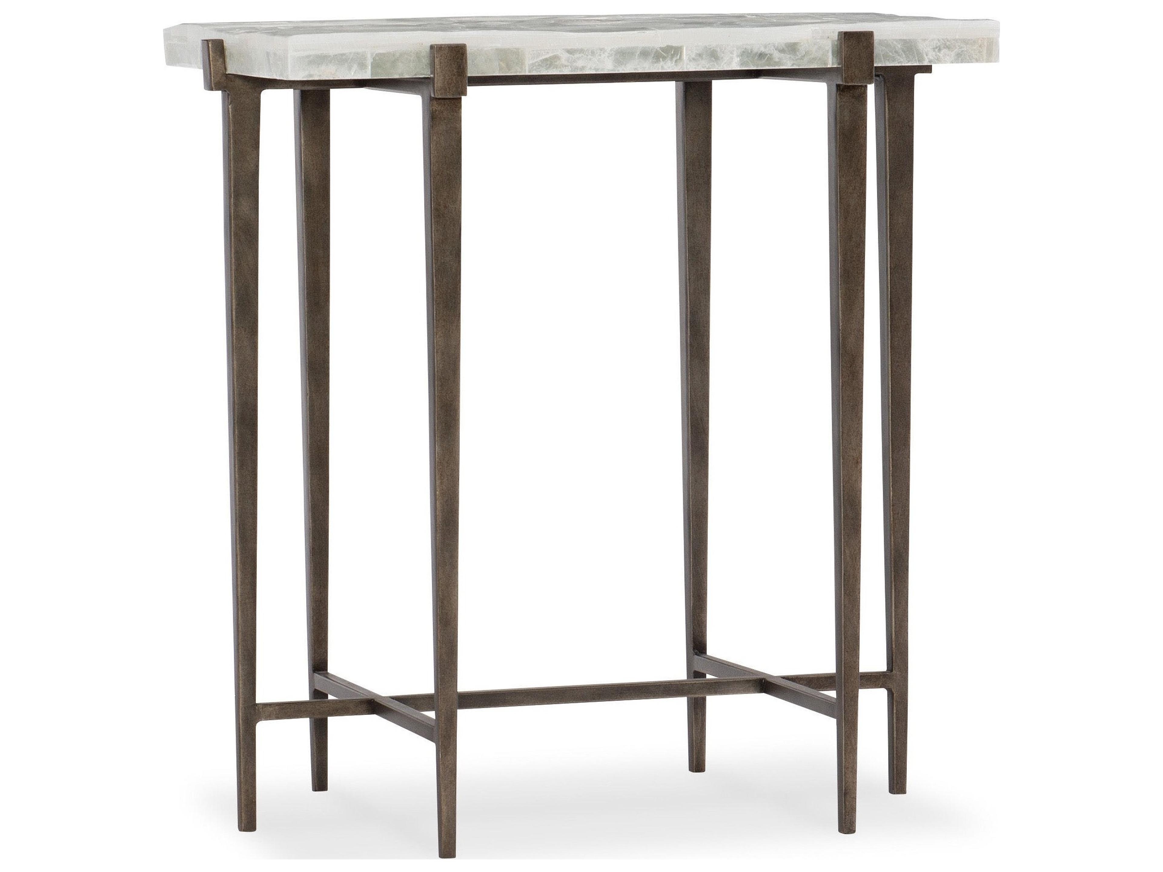 Luxecor Heritage Rectangular Marble White & Tubular Steel End Table