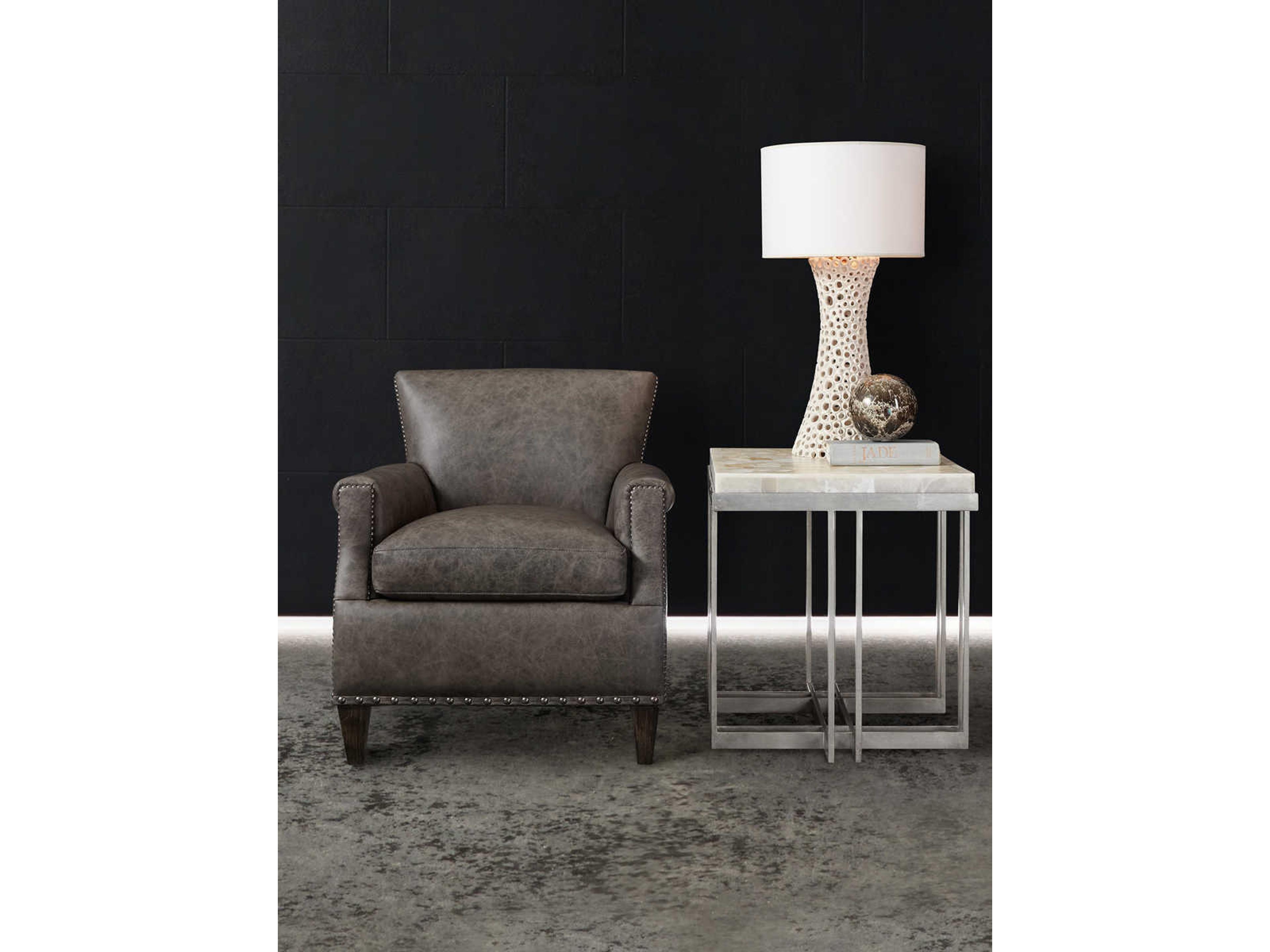 Luxecor Heritage Square White Onyx Pewter End Table