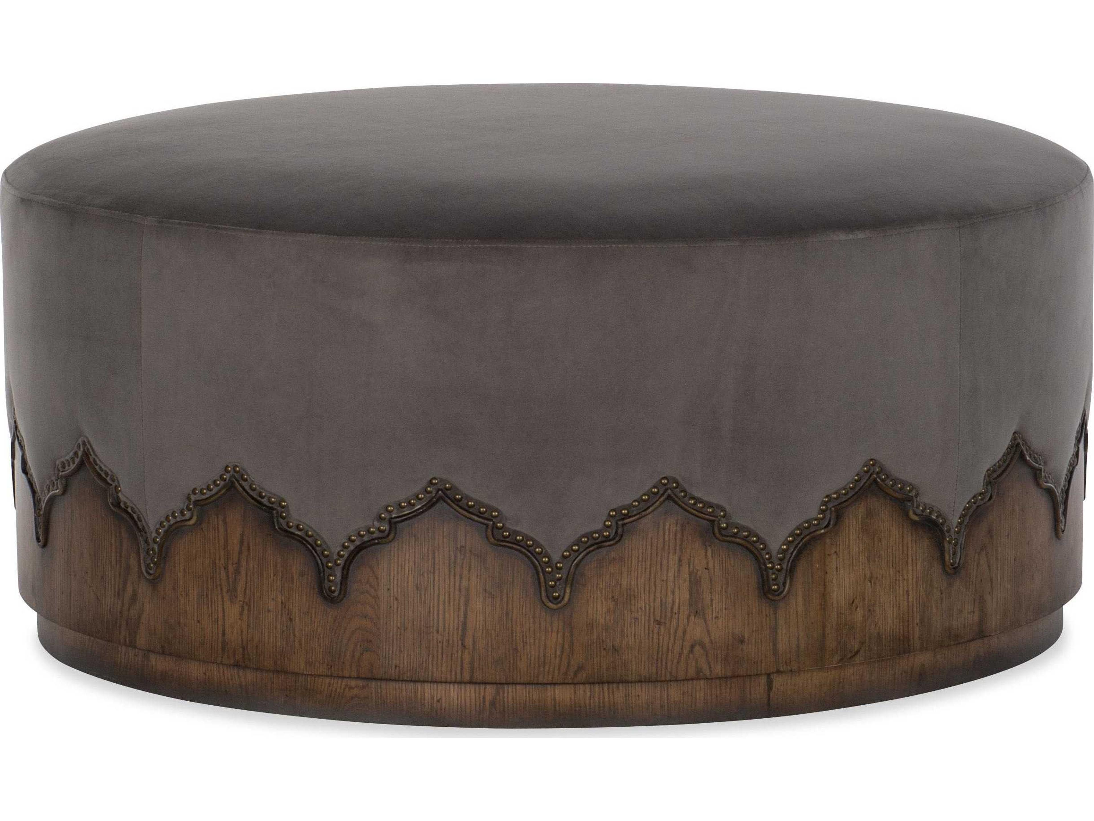 Heritage Meyers Deep Fog Wood Gray Upholstered Cocktail Ottoman