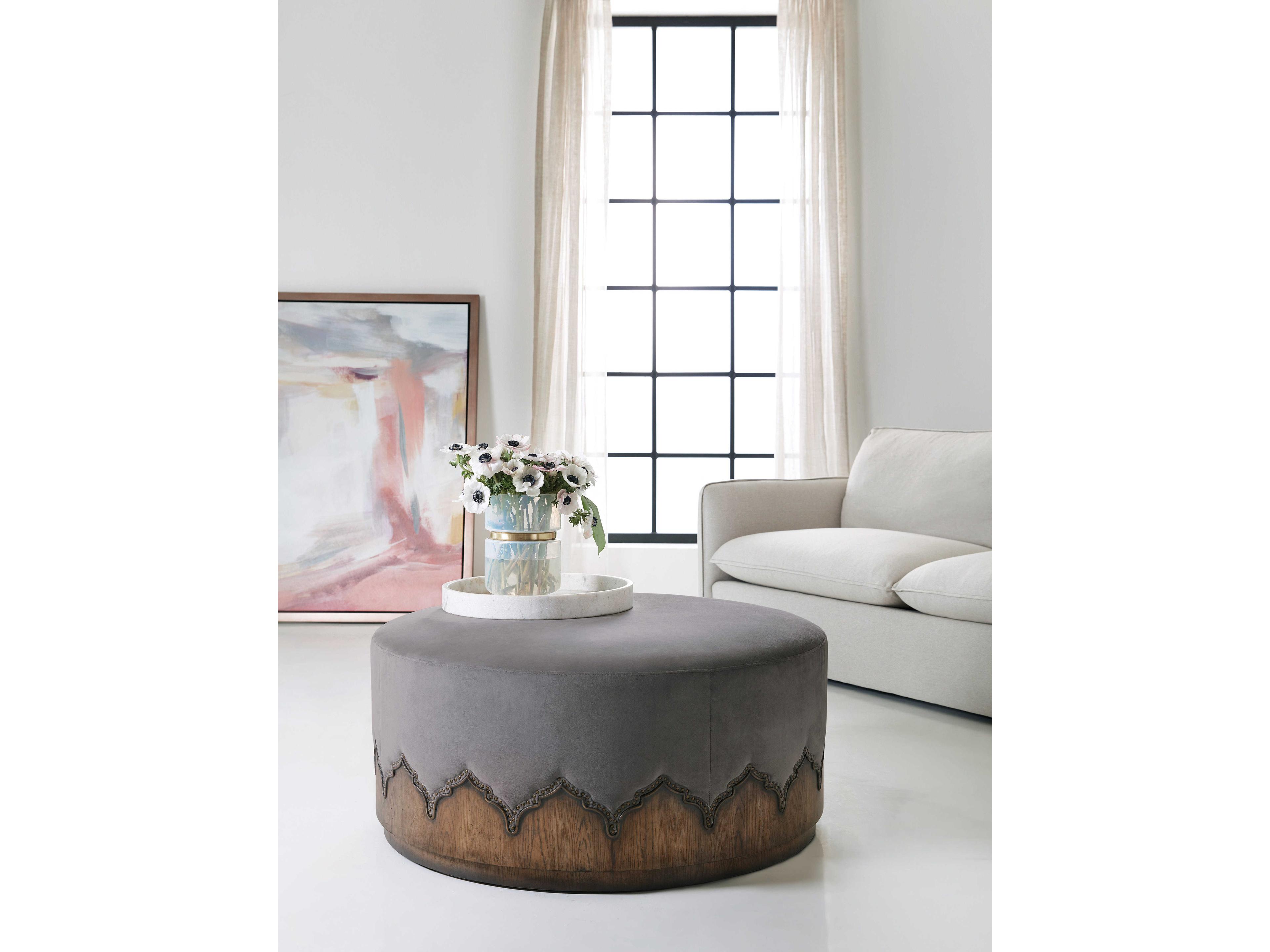 Luxecor Heritage Meyers Deep Fog Wood Gray Upholstered Cocktail Ottoman