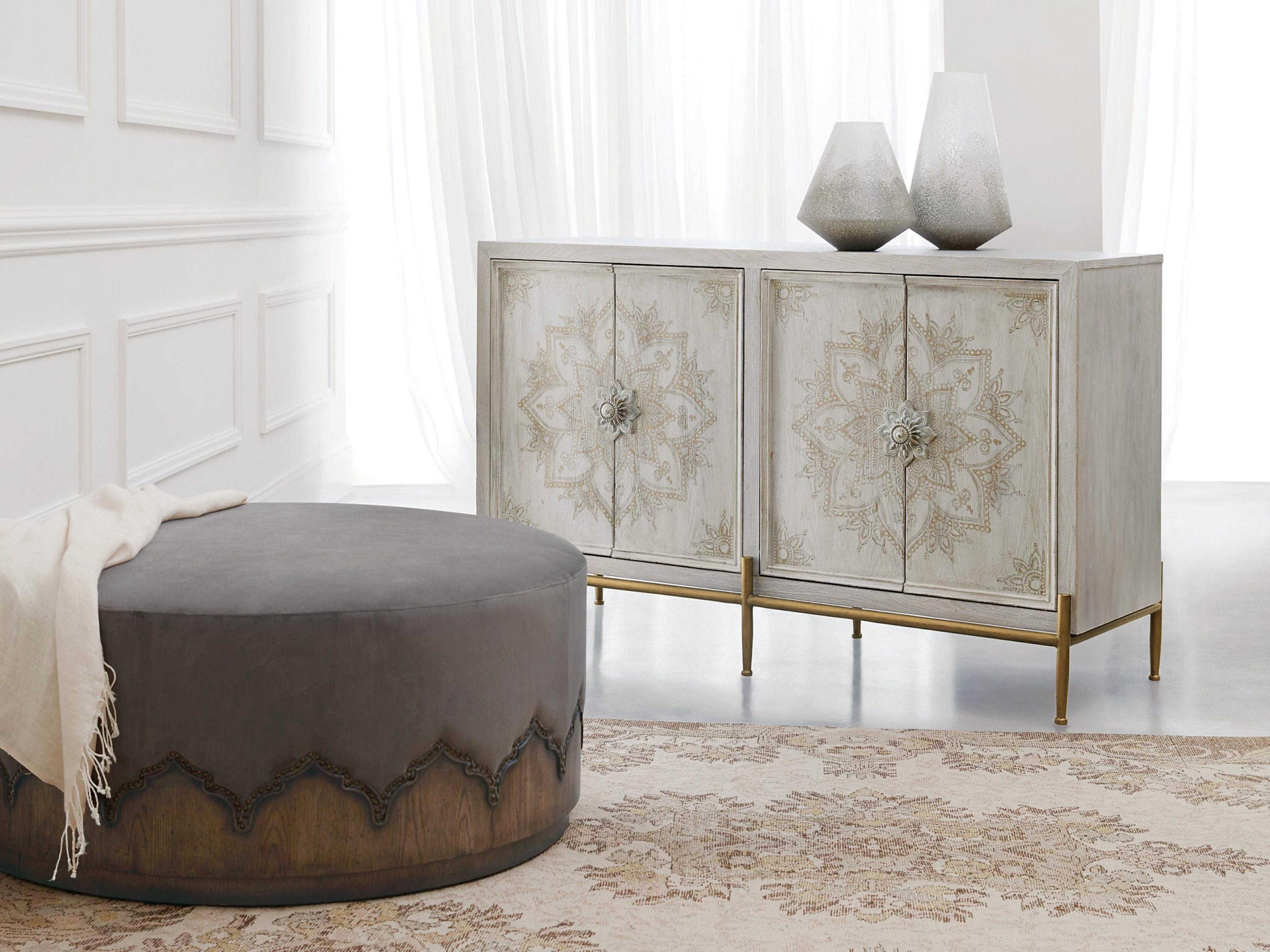 Luxecor Heritage Meyers Deep Fog Wood Gray Upholstered Cocktail Ottoman