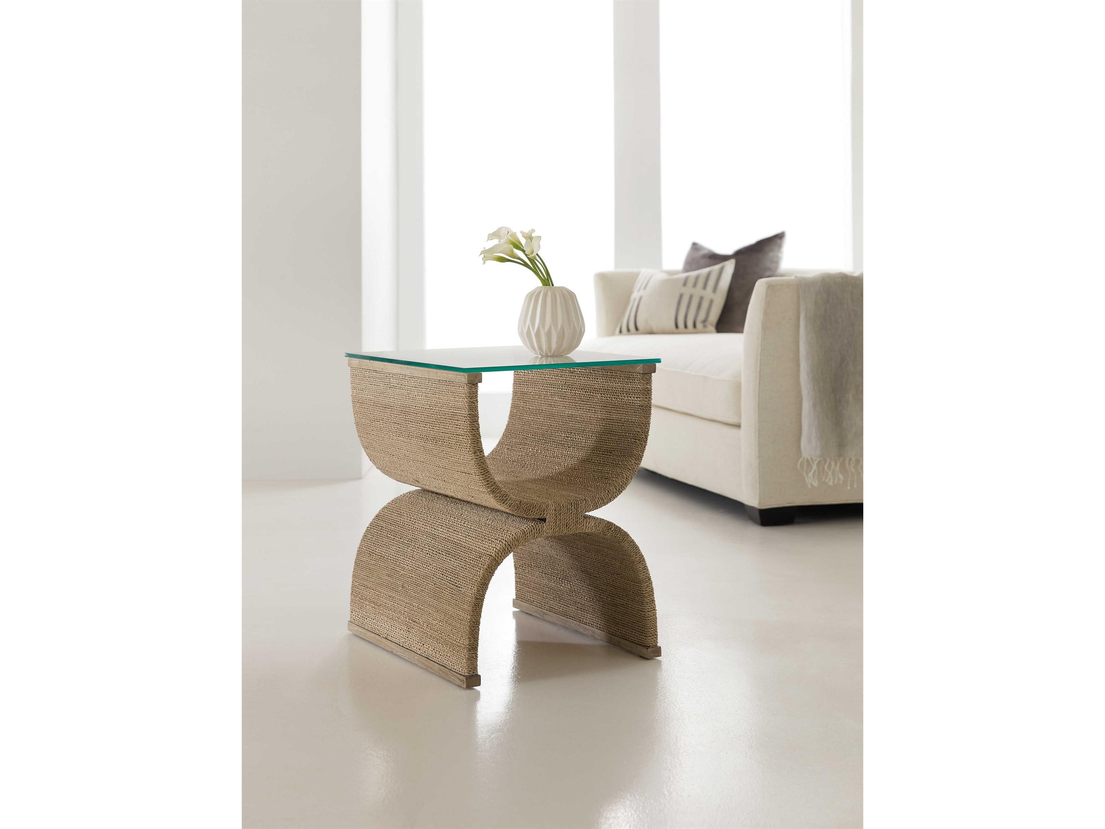 Hooker Furniture Melange Rectangular Glass Brown End Table