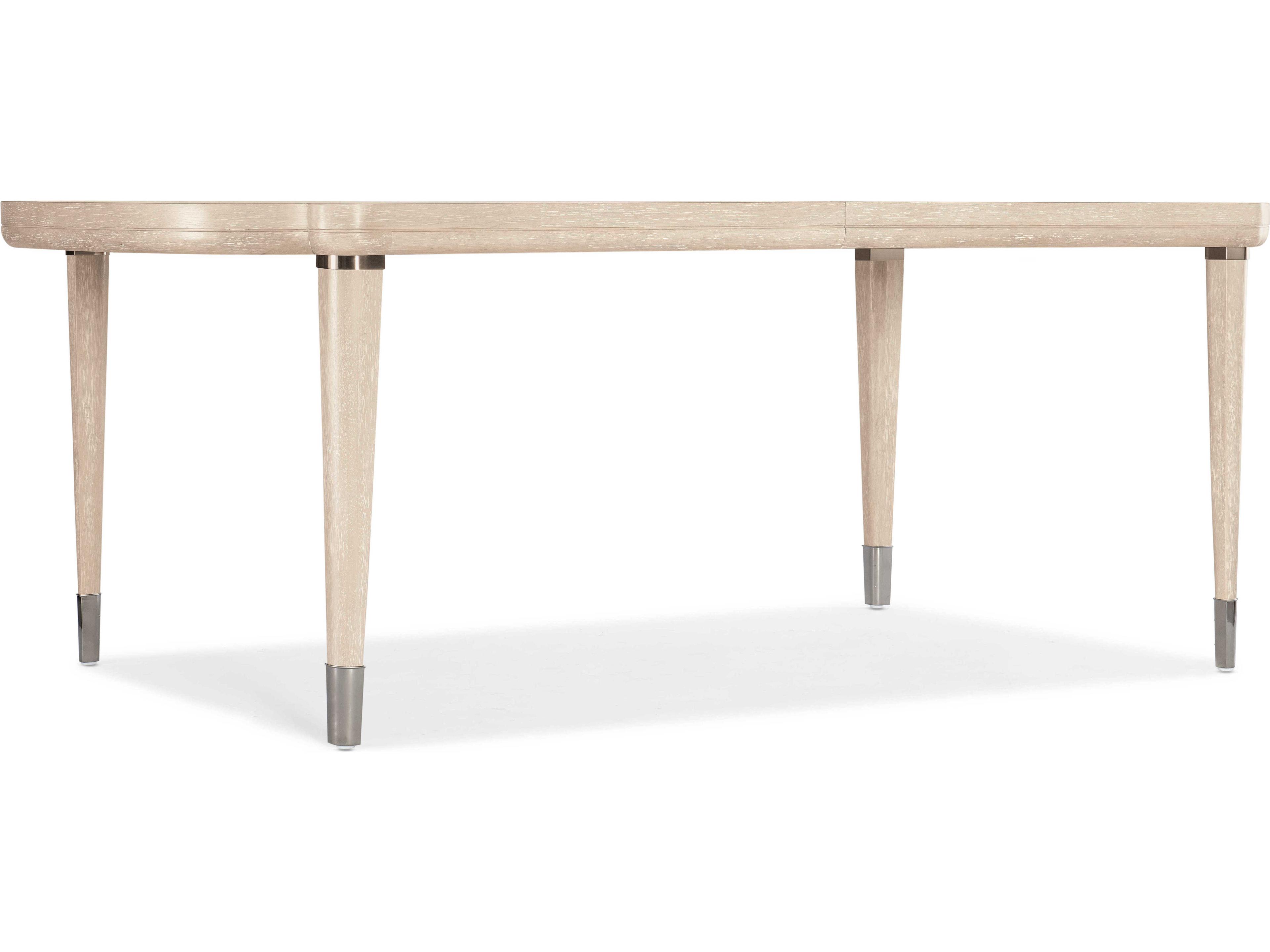 Nouveau Chic Extendable Rectangular Wood Sandstone Dining Table