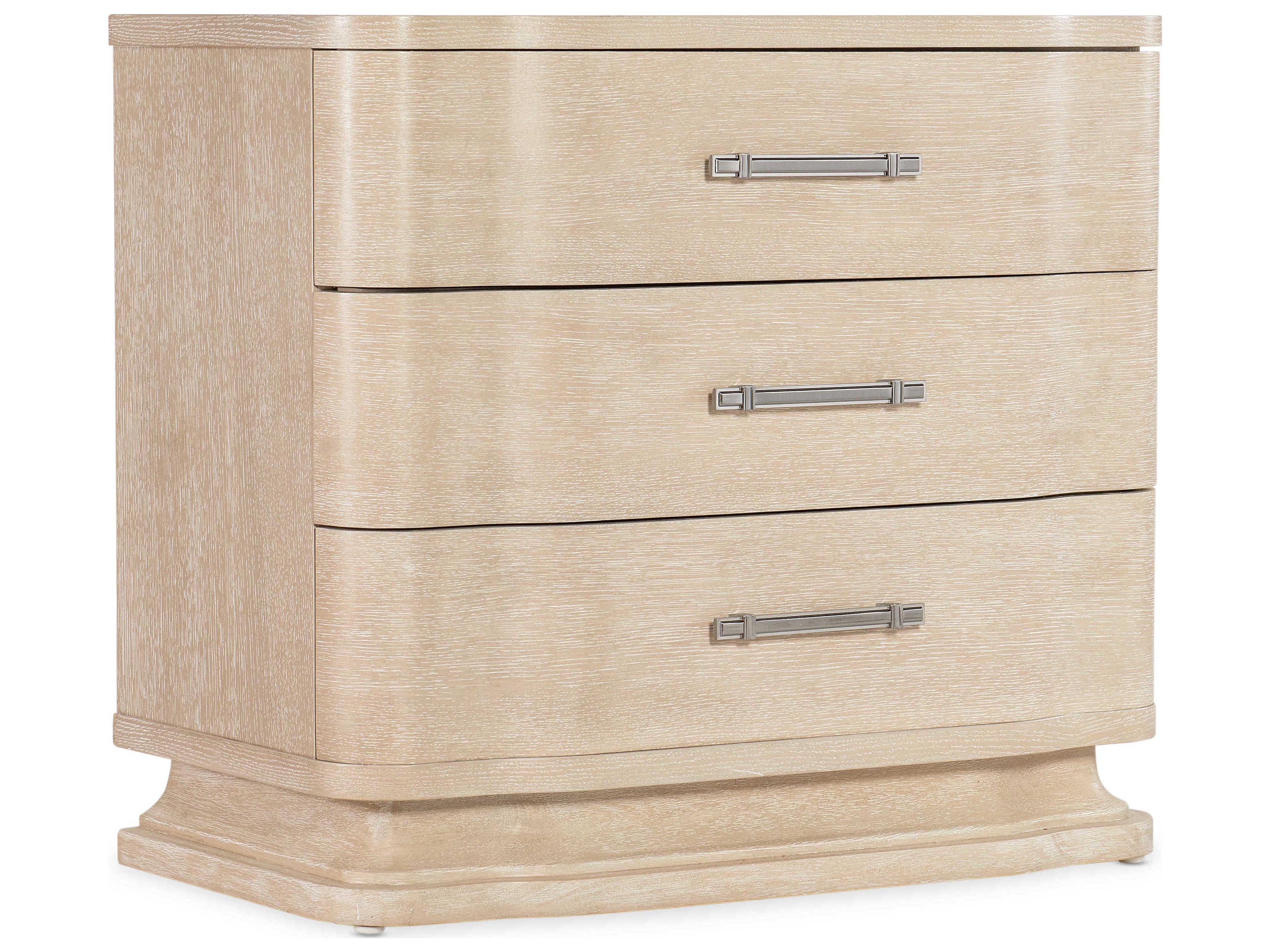 Nouveau Chic 3-Drawers Beige Oak Wood Nightstand