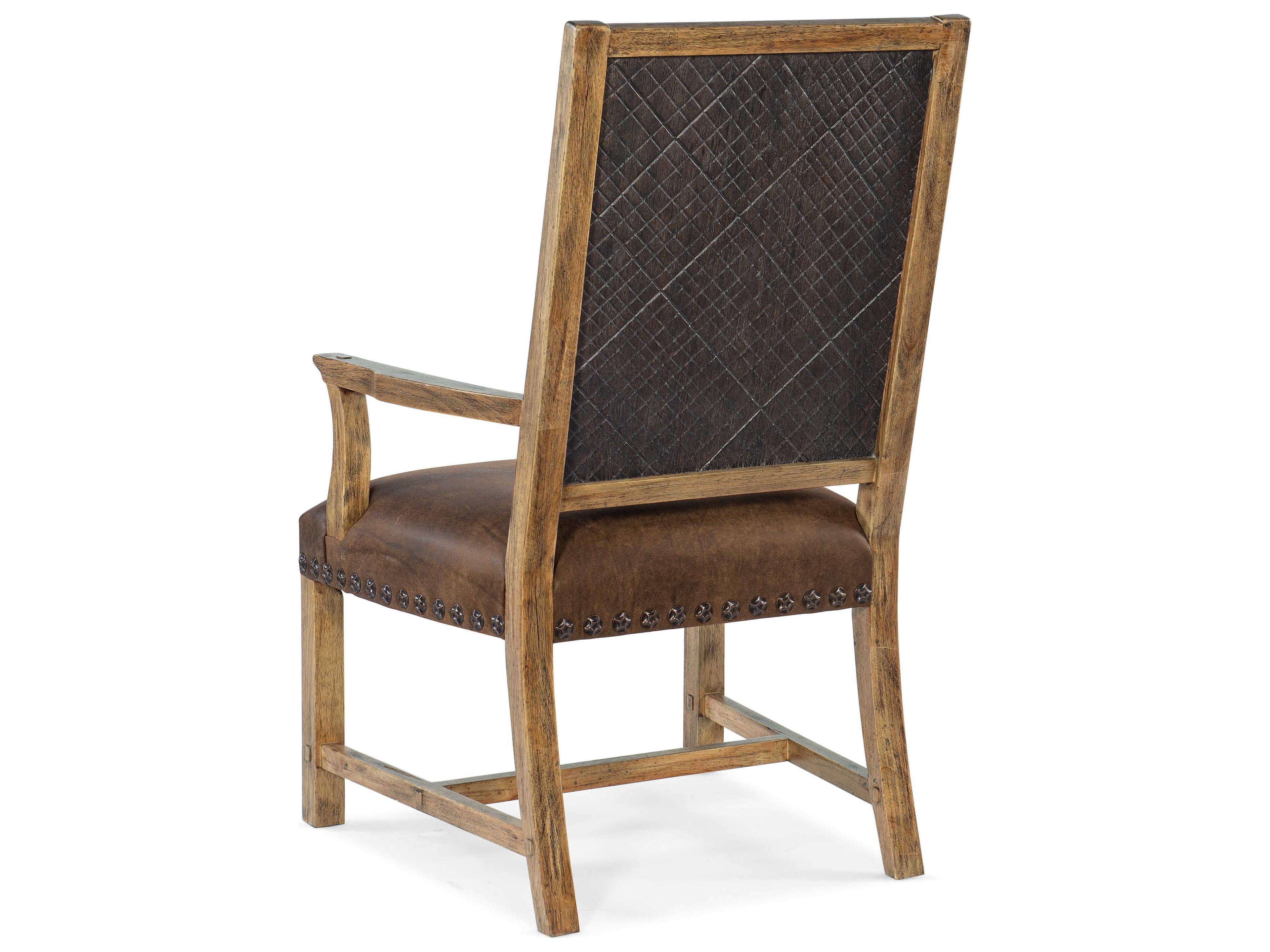 Luxecor Heritage Leather Brown Upholstered Arm Dining Chair