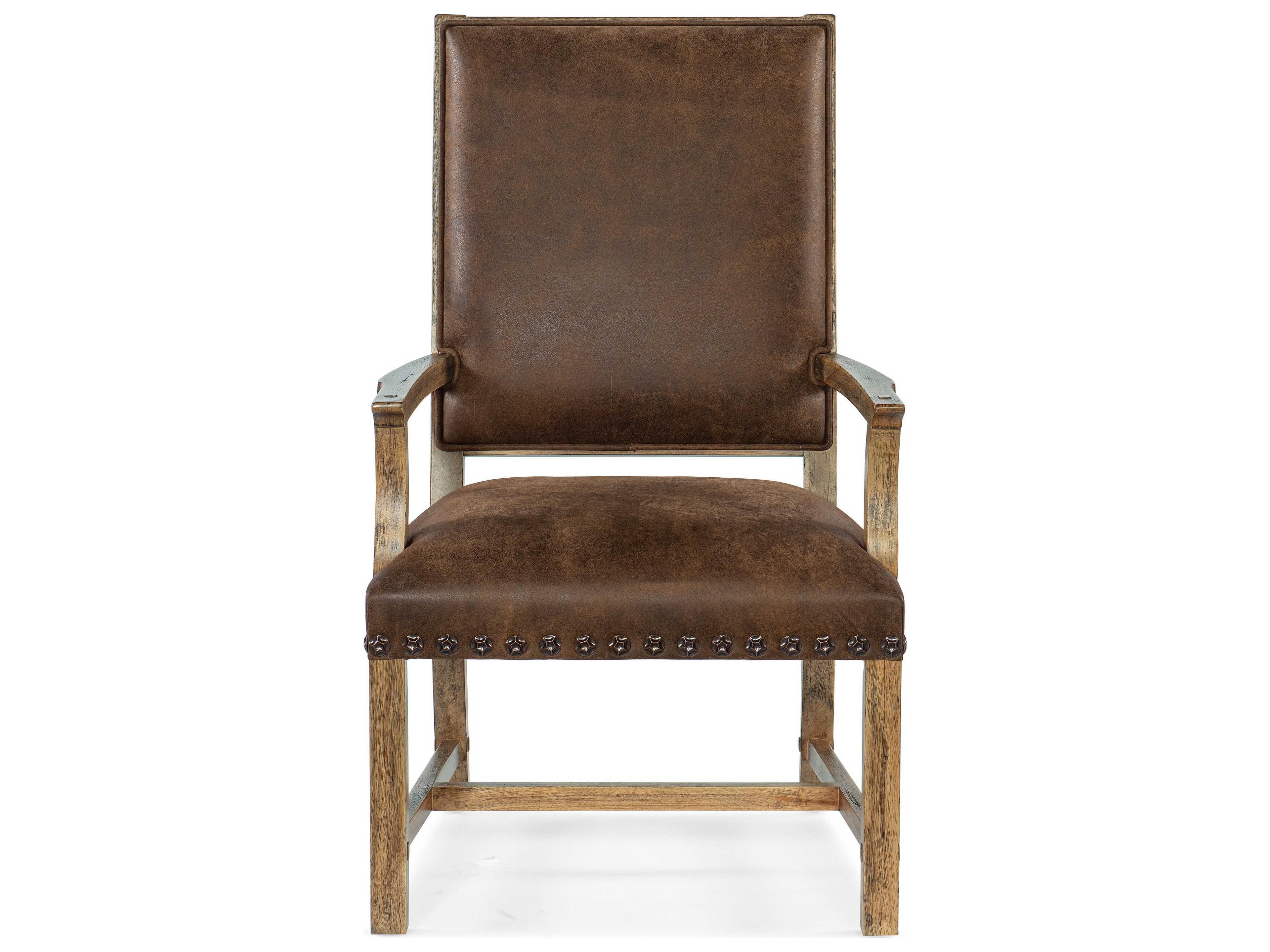 Luxecor Heritage Leather Brown Upholstered Arm Dining Chair
