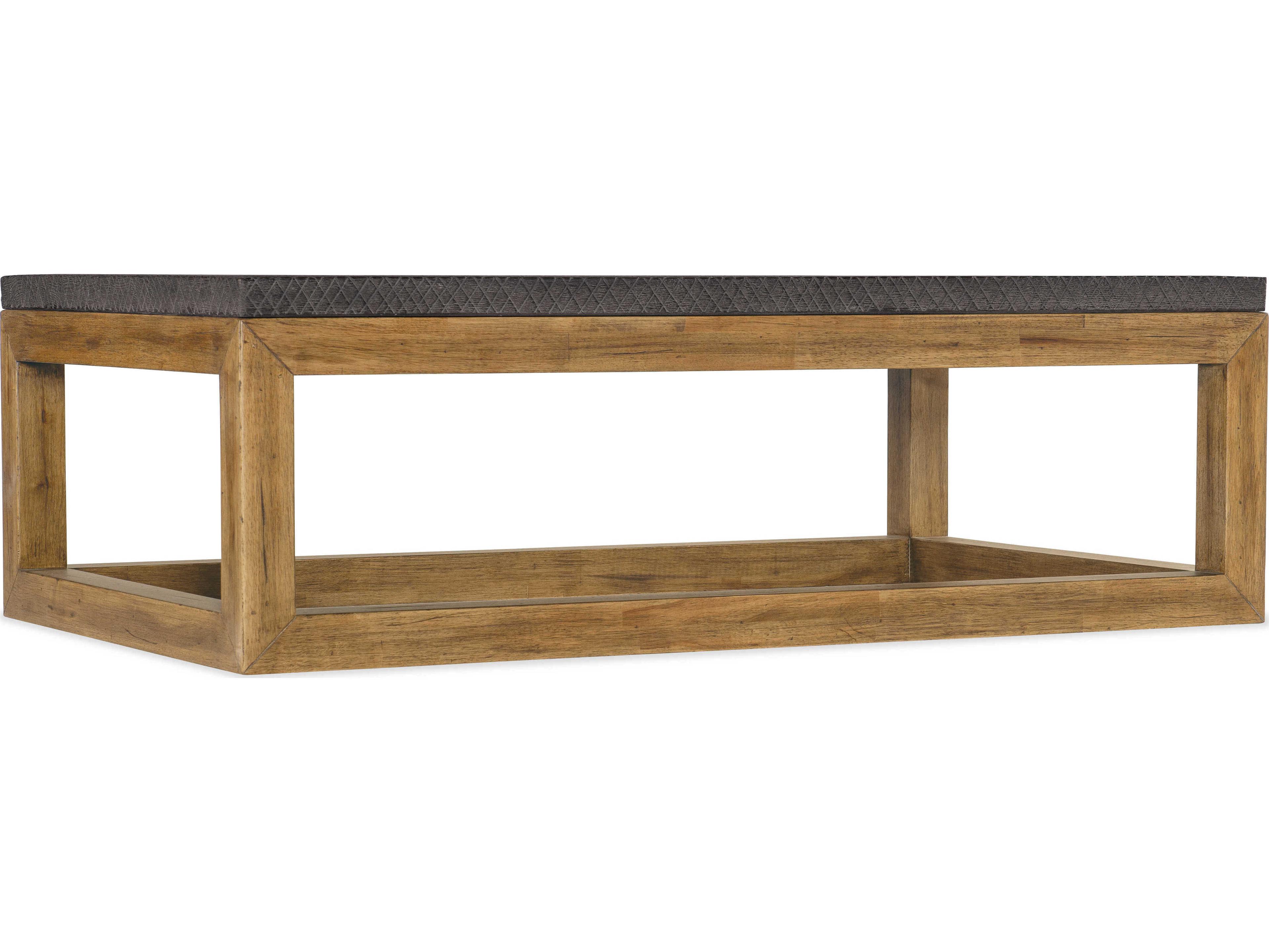 Hooker Furniture Big Sky Rectangular Resin Charcoal Furrowed Bark Vintage Natural Cocktail Table