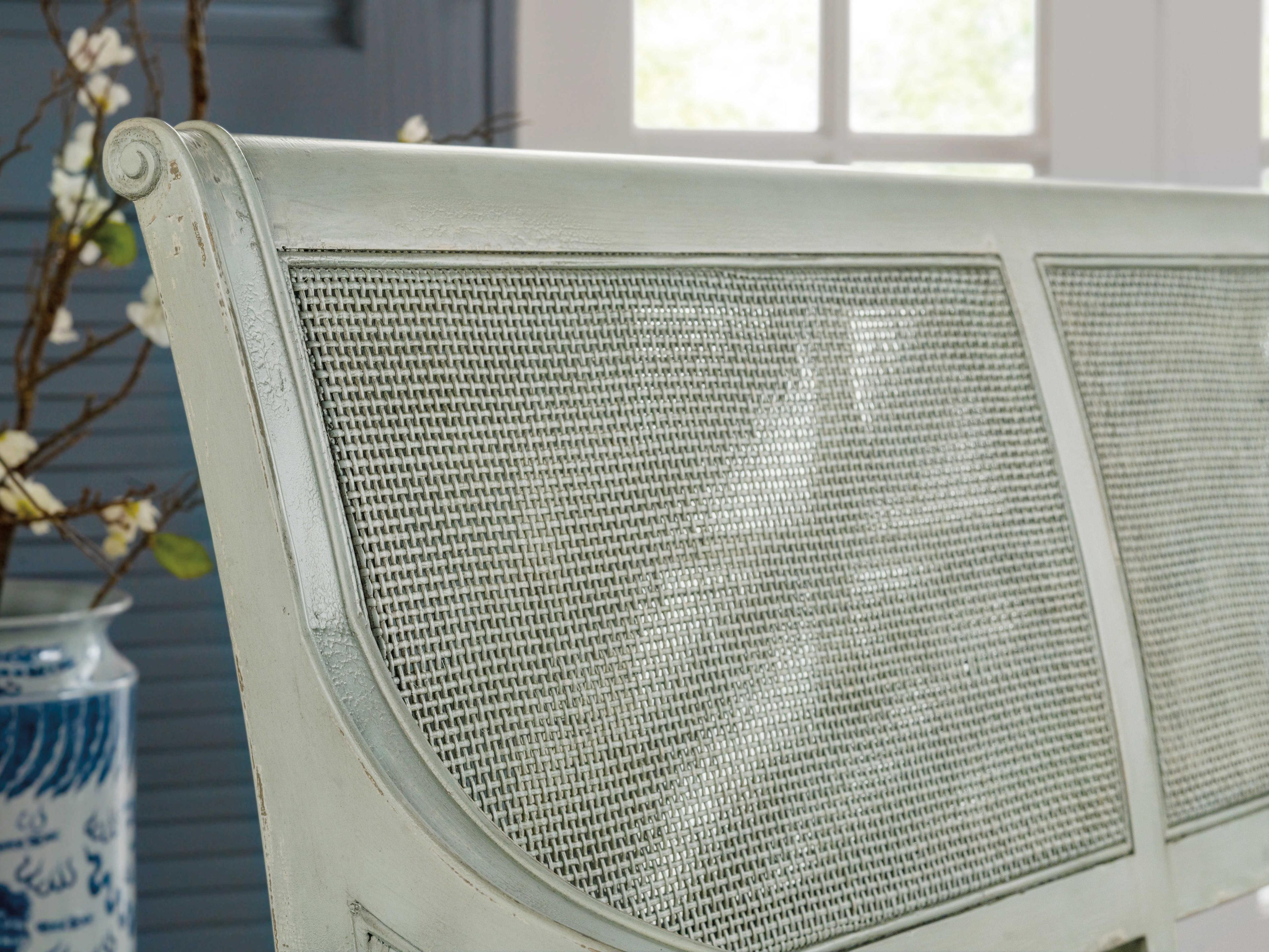 Hooker Furniture Charleston Oyster Blue Upholstered Accent Bench