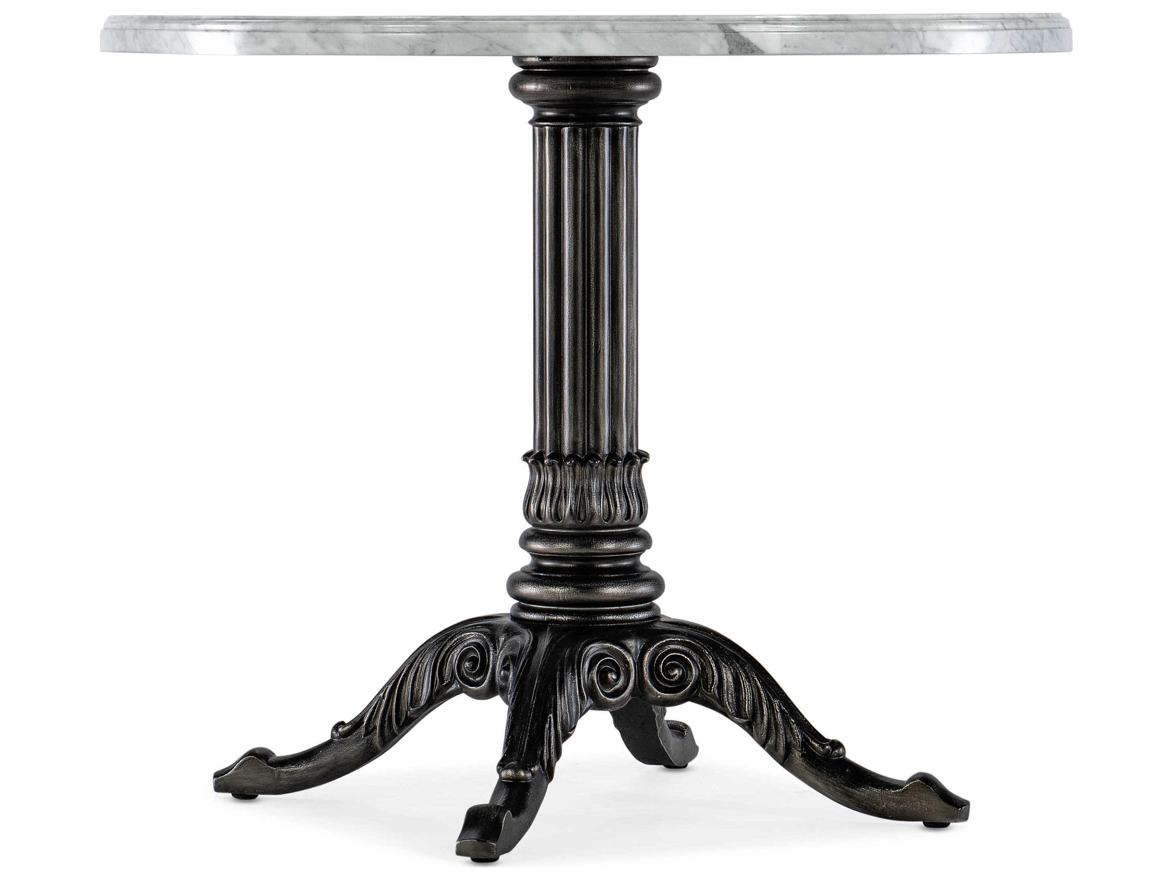 Luxecor Heritage Round Carrara Stone Black Dining Table
