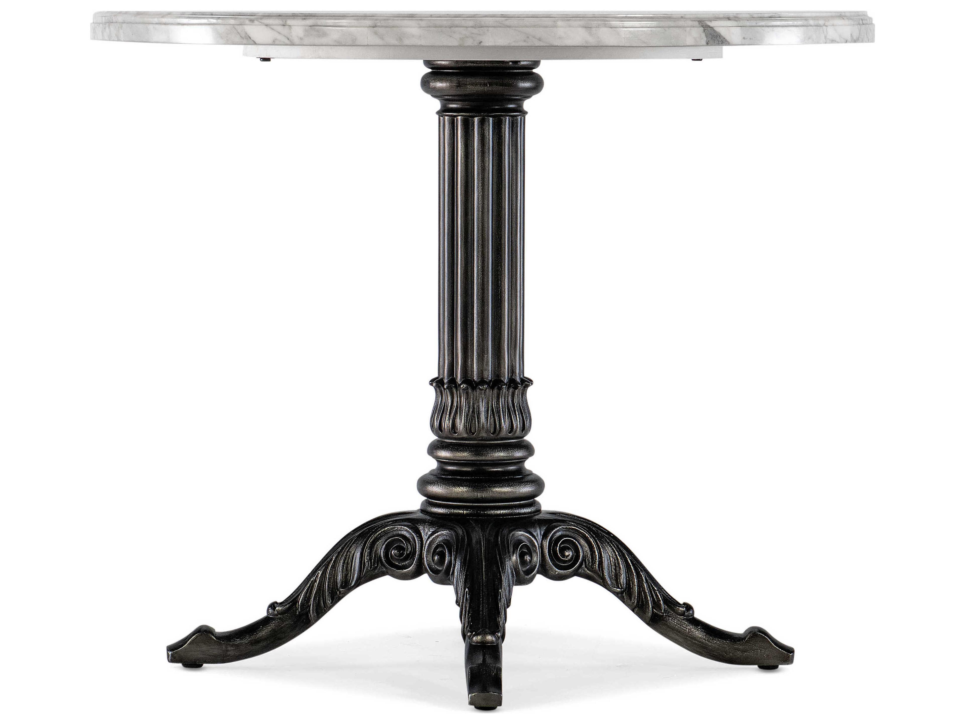 Luxecor Heritage Round Carrara Stone Black Dining Table