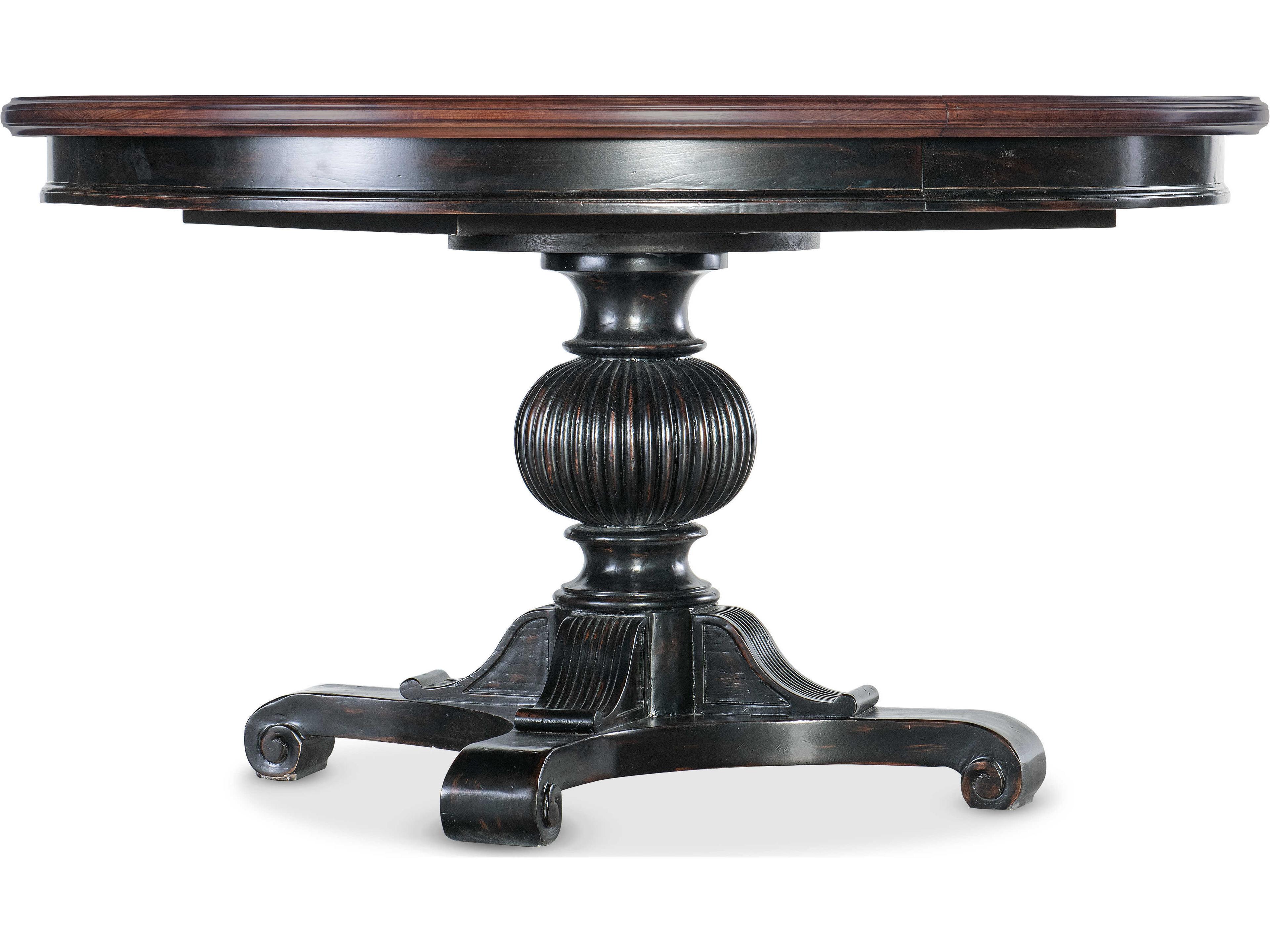 Charleston Extendable Round Wood Maraschino Cherry Black Dining Table