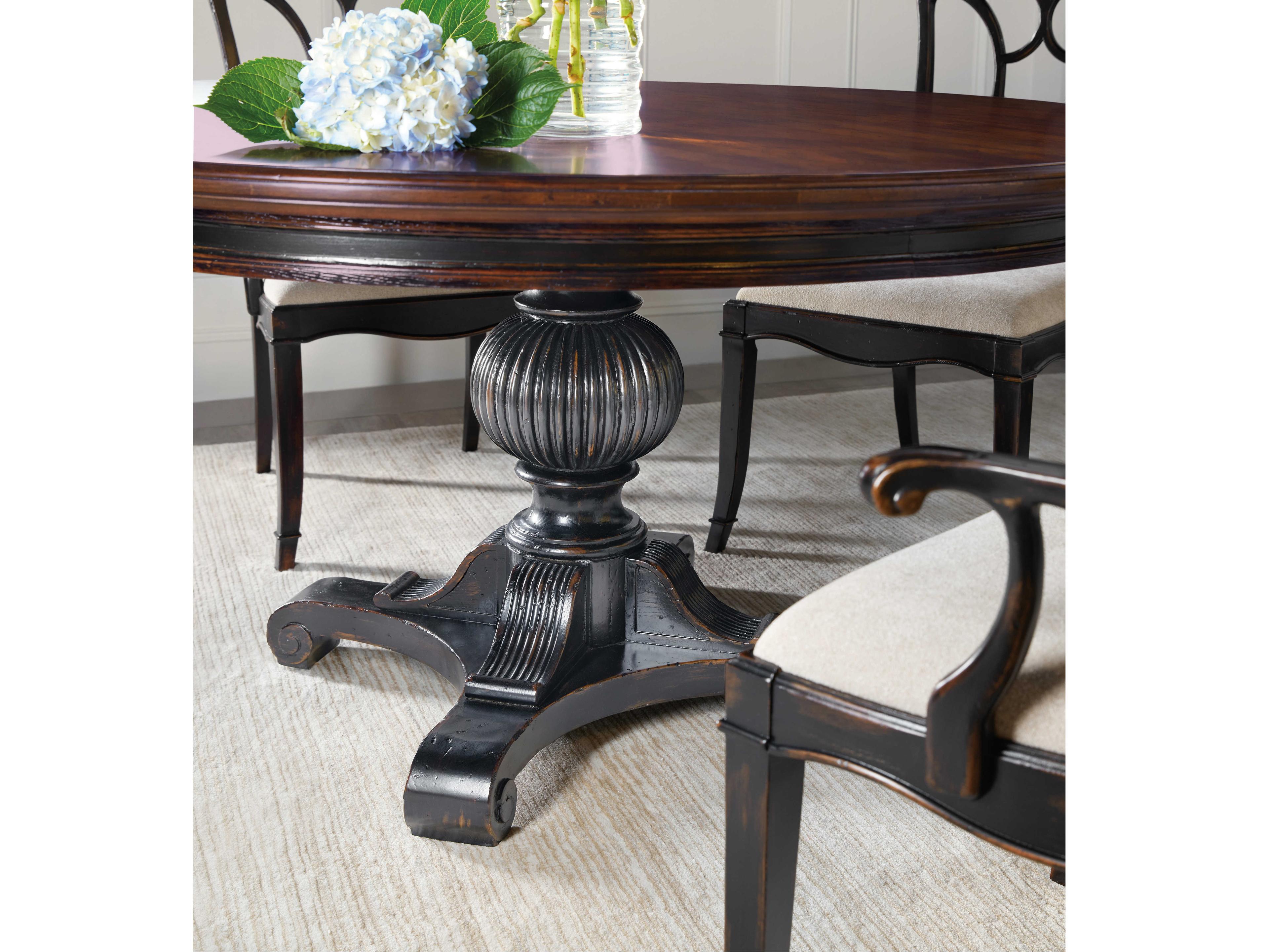 Luxecor Heritage Extendable Round Wood Maraschino Cherry Black Dining Table