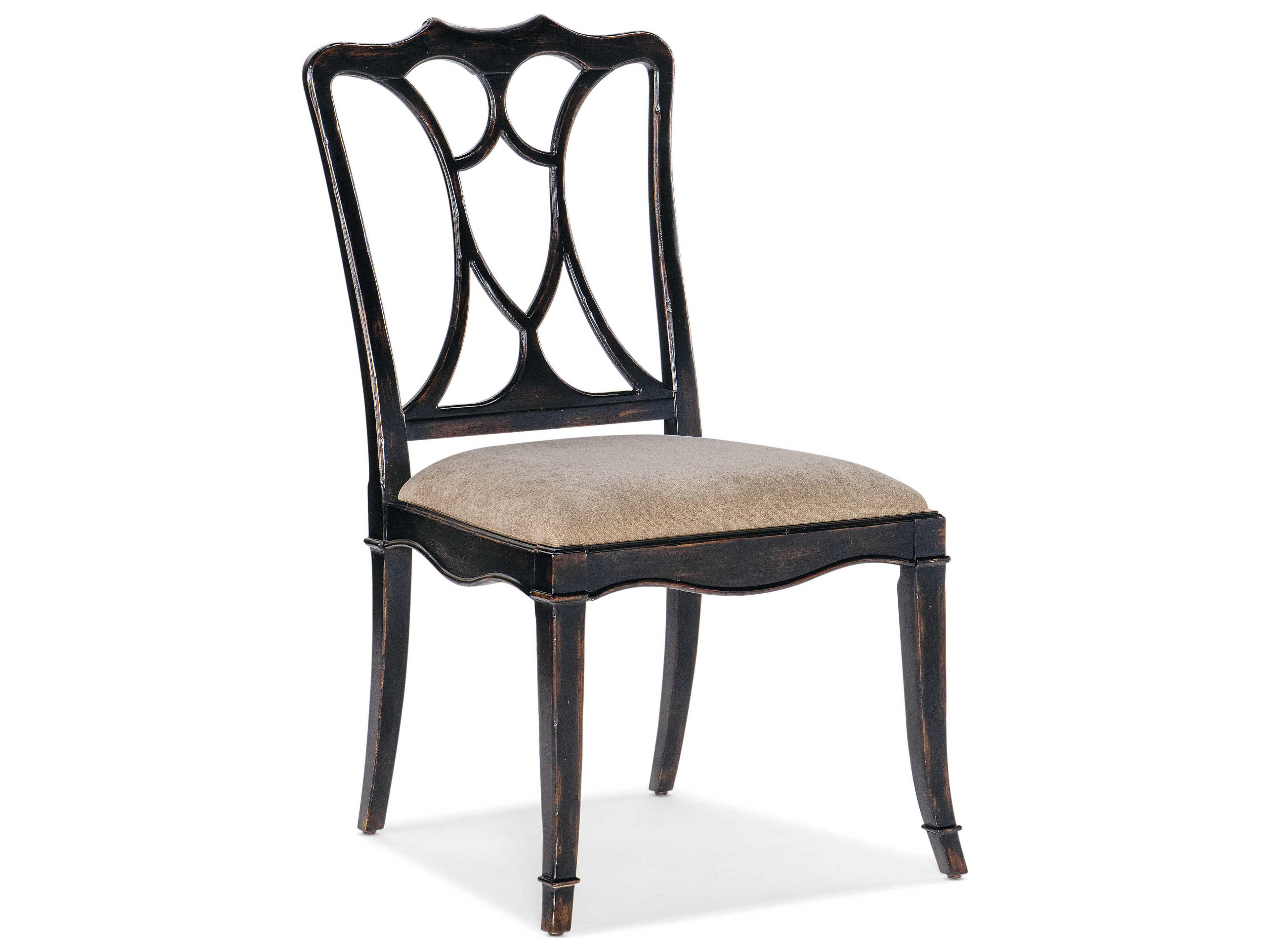 Luxecor Heritage Cherry Wood Black Upholstered Side Dining Chair