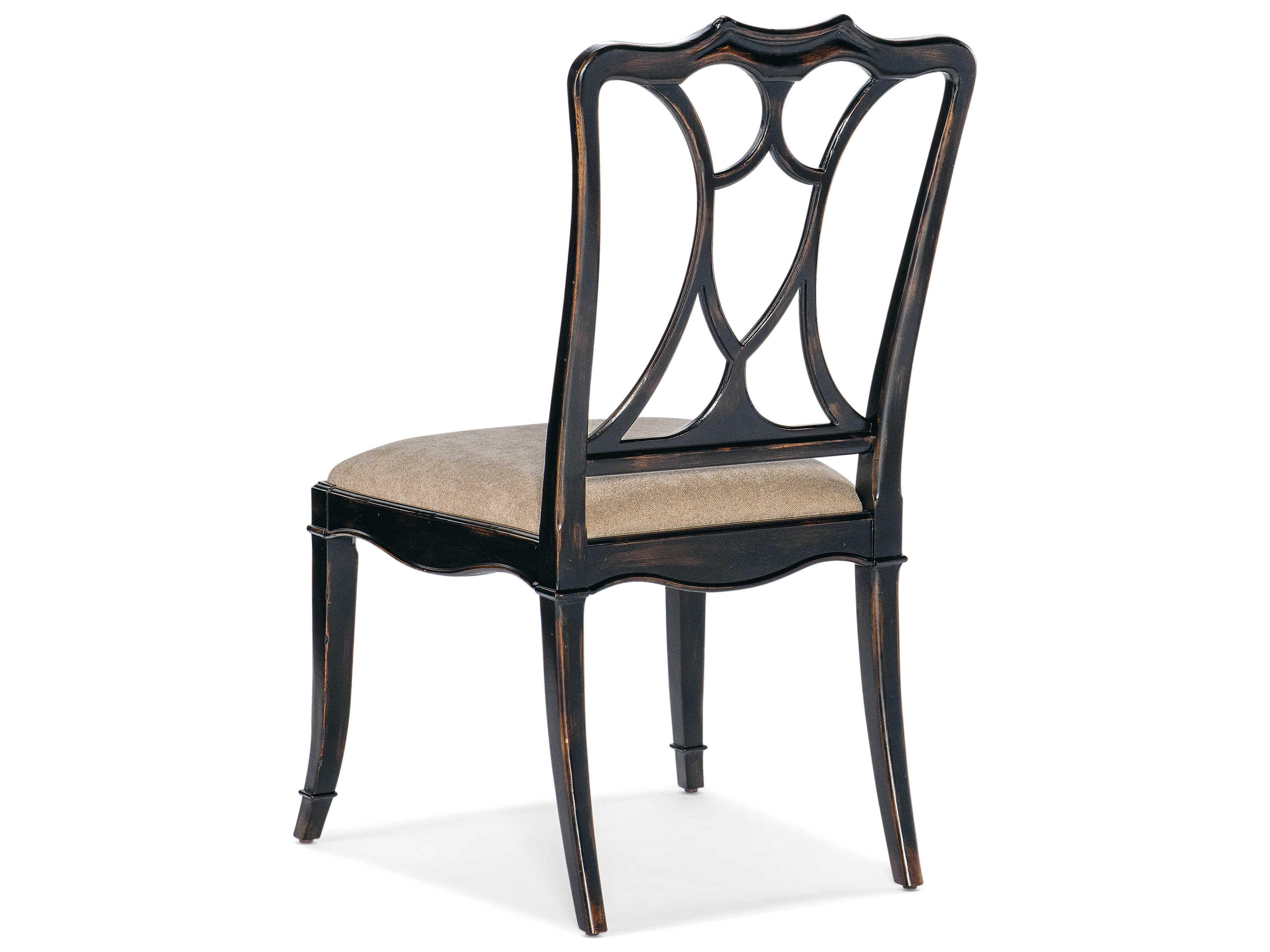 Luxecor Heritage Cherry Wood Black Upholstered Side Dining Chair