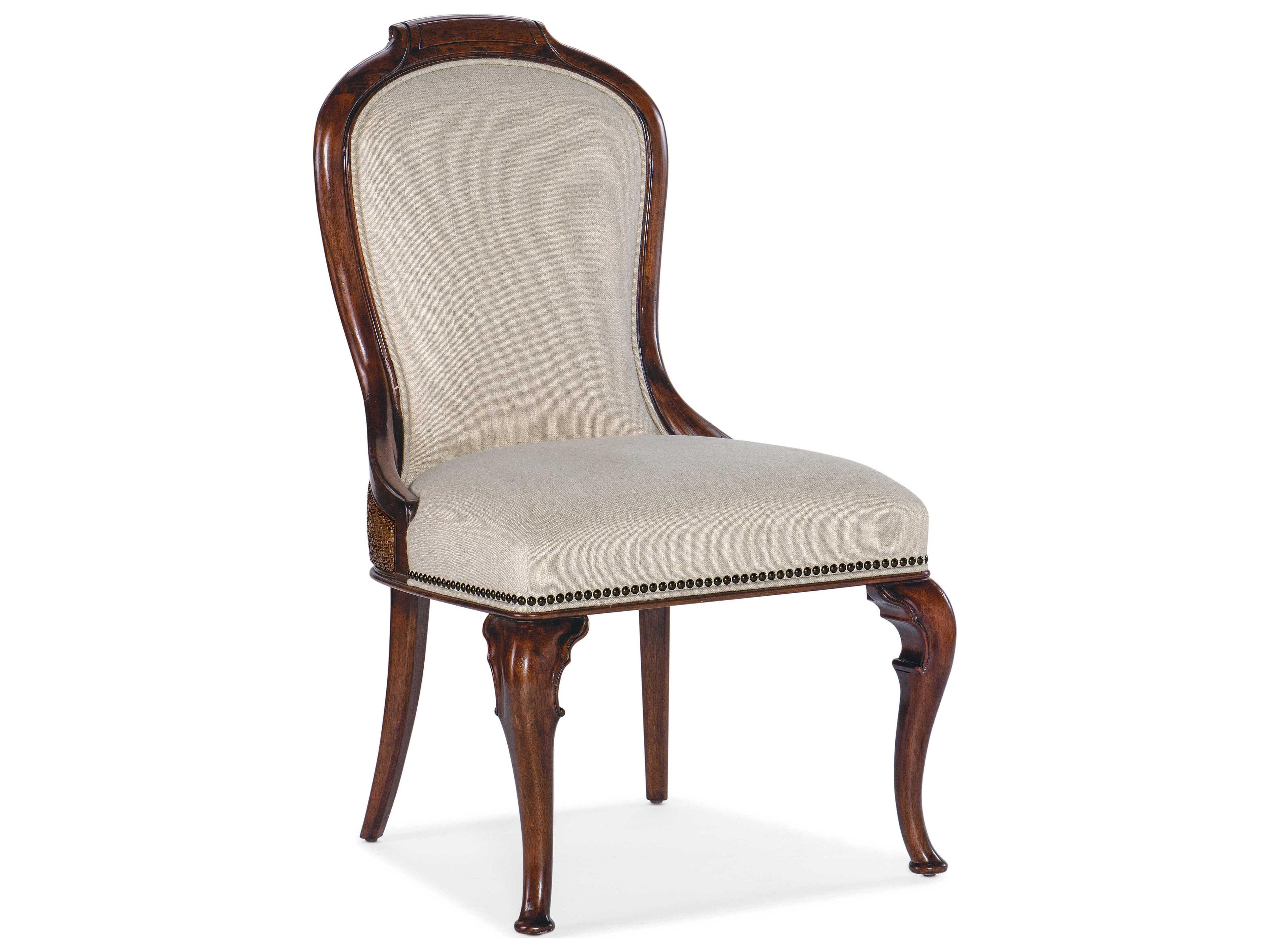 Luxecor Heritage Cherry Wood Beige Upholstered Side Dining Chair