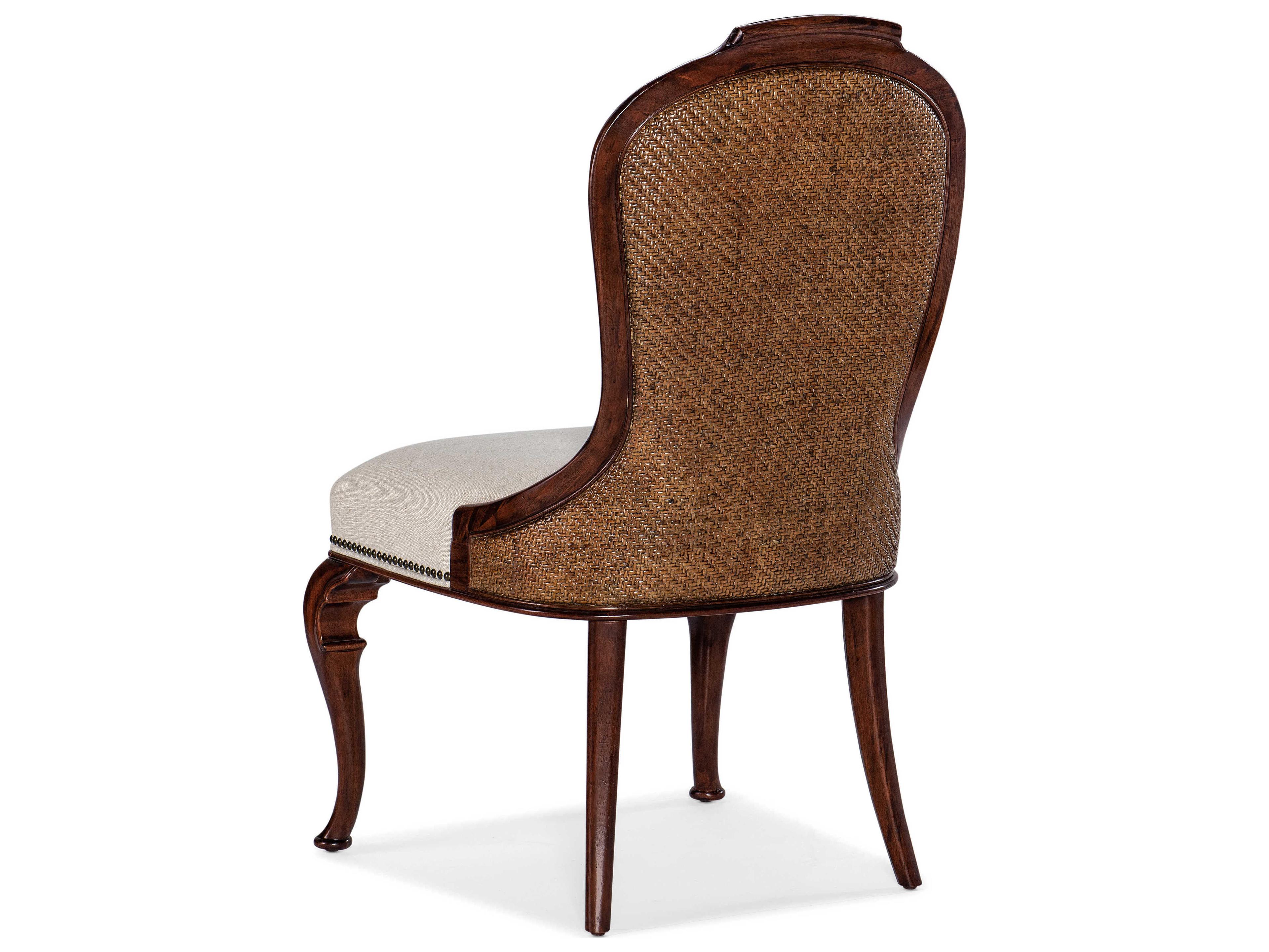 Luxecor Heritage Cherry Wood Beige Upholstered Side Dining Chair